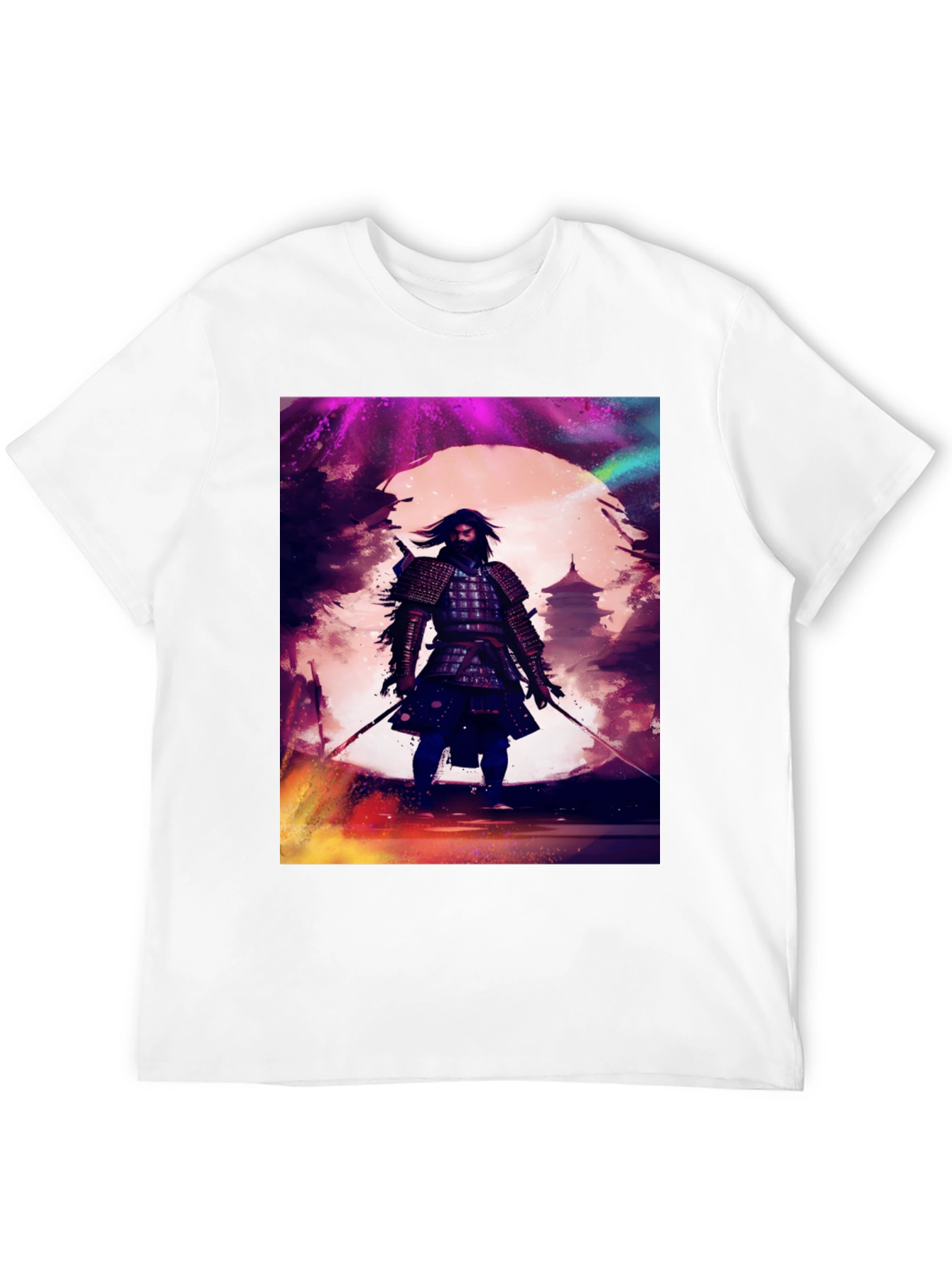 Samurai Warrior Graphic Tee - Black Cotton T-Shirt