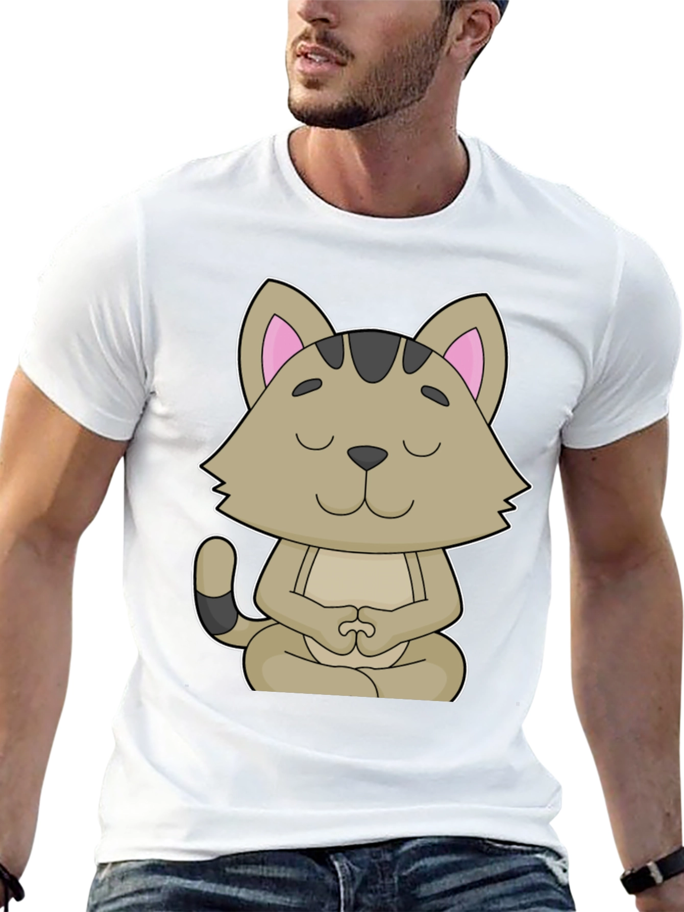 Meditating Cat Graphic T-Shirt