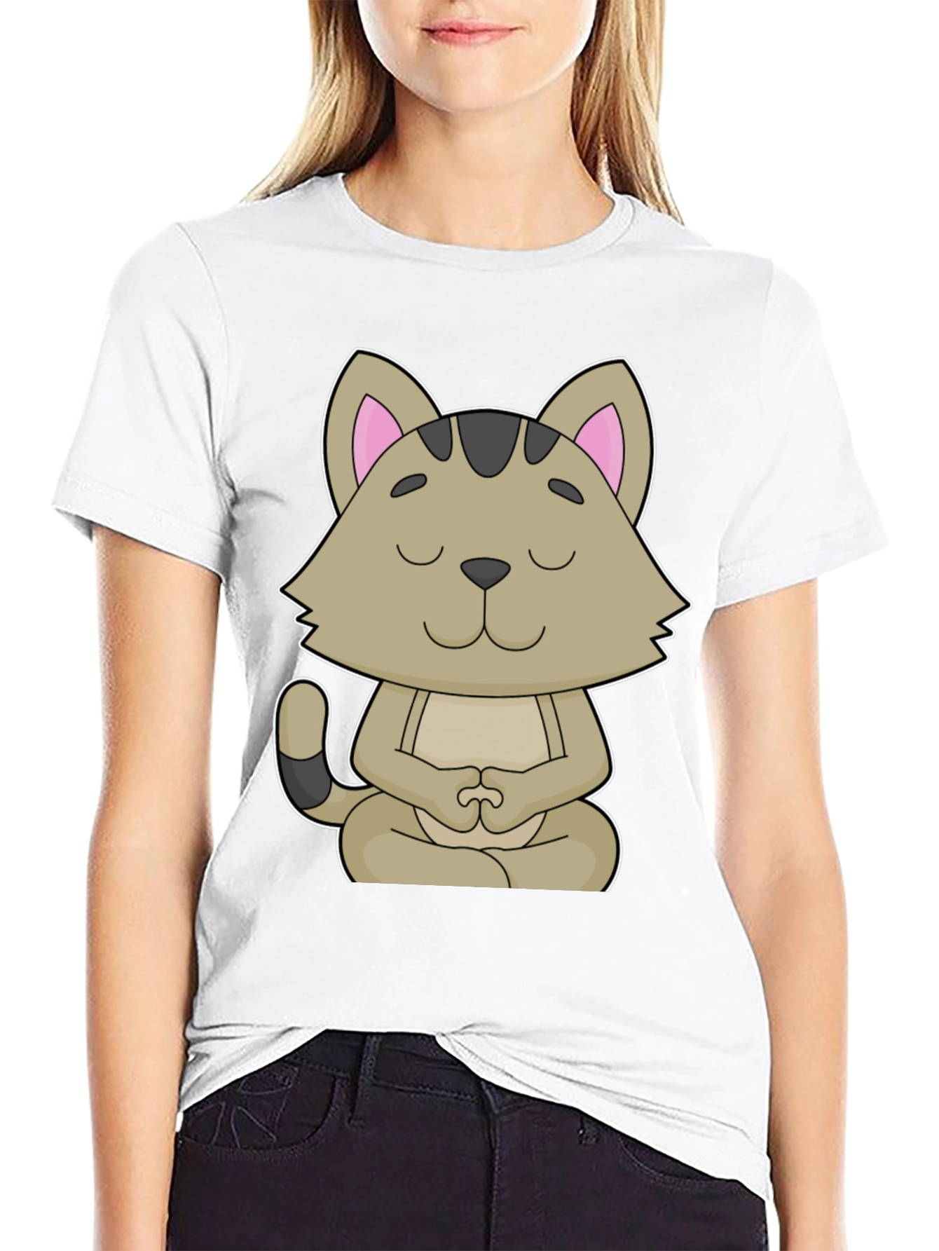Meditating Cat Graphic T-Shirt