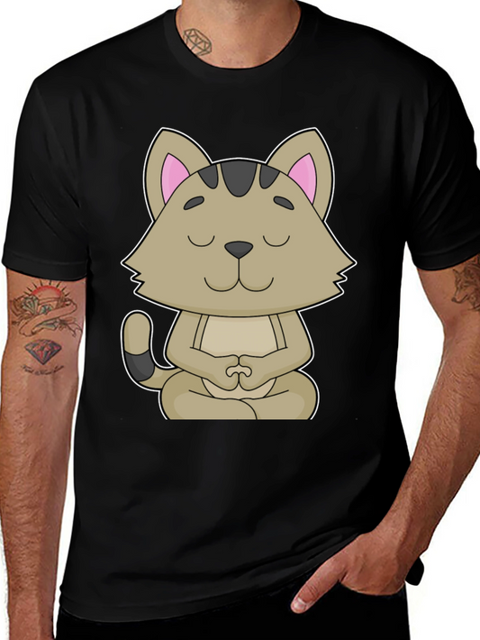 Meditating Cat Graphic T-Shirt
