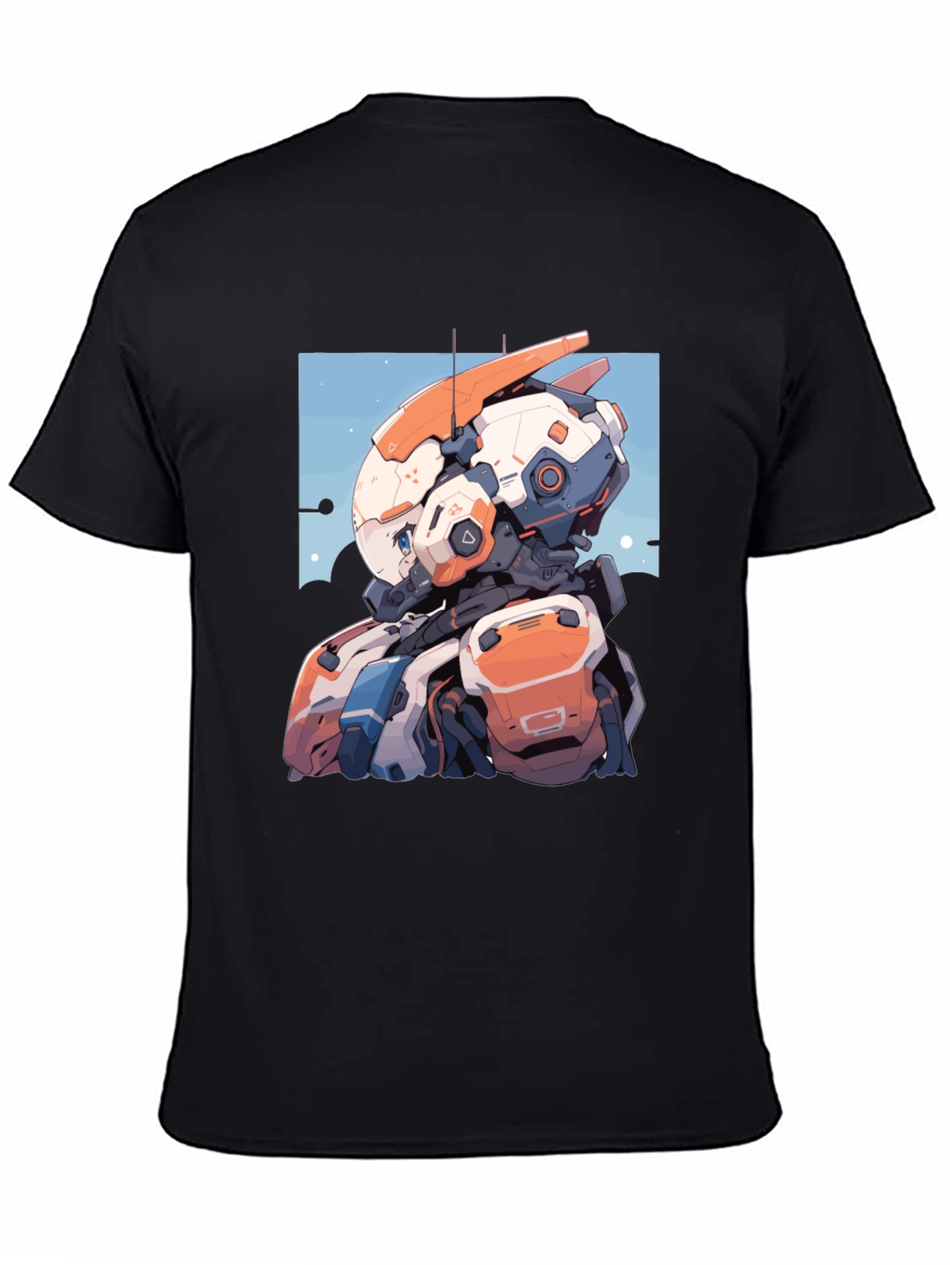 Anime Robot Graphic Tee - Stylish Black T-Shirt