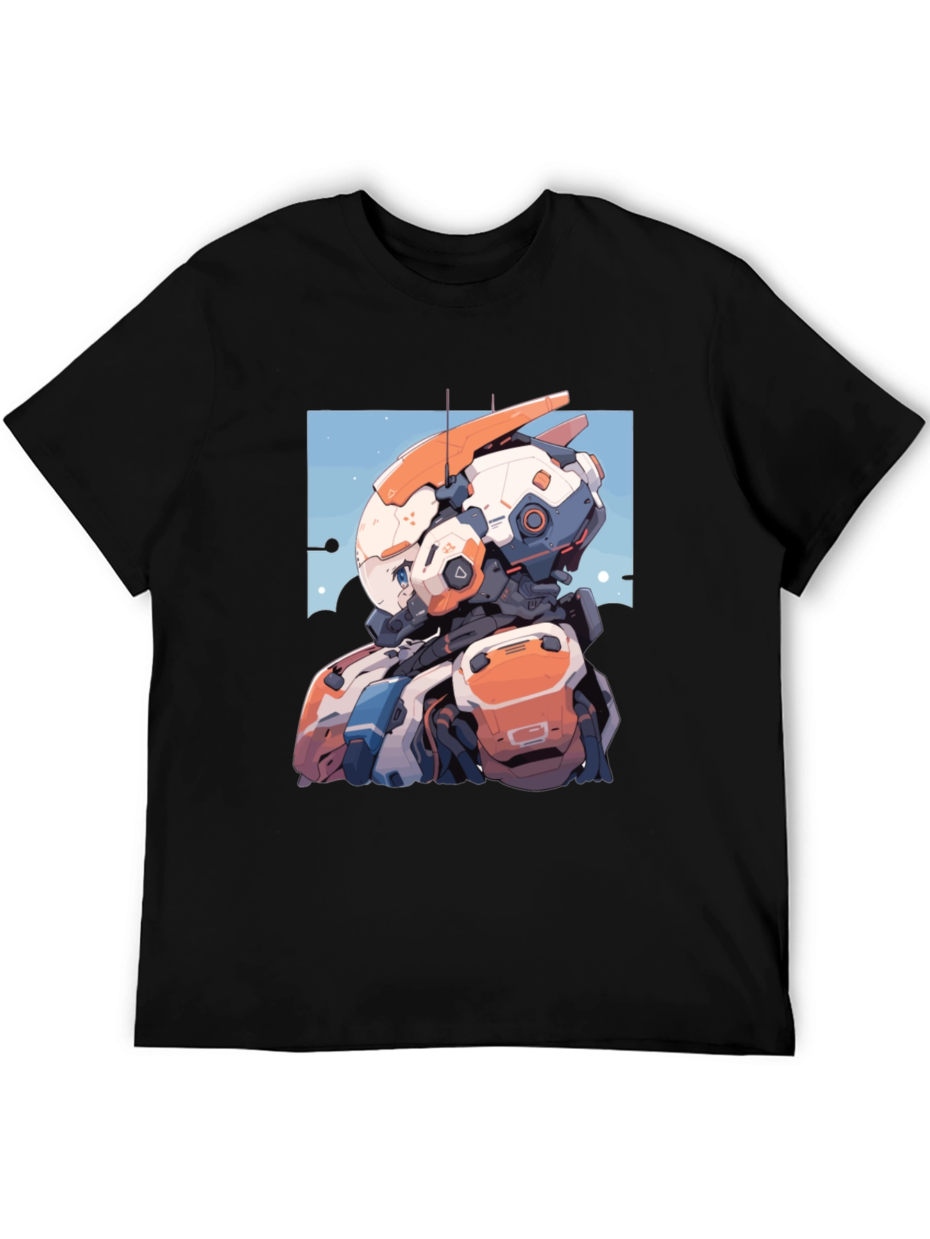 Anime Robot Graphic Tee - Stylish Black T-Shirt