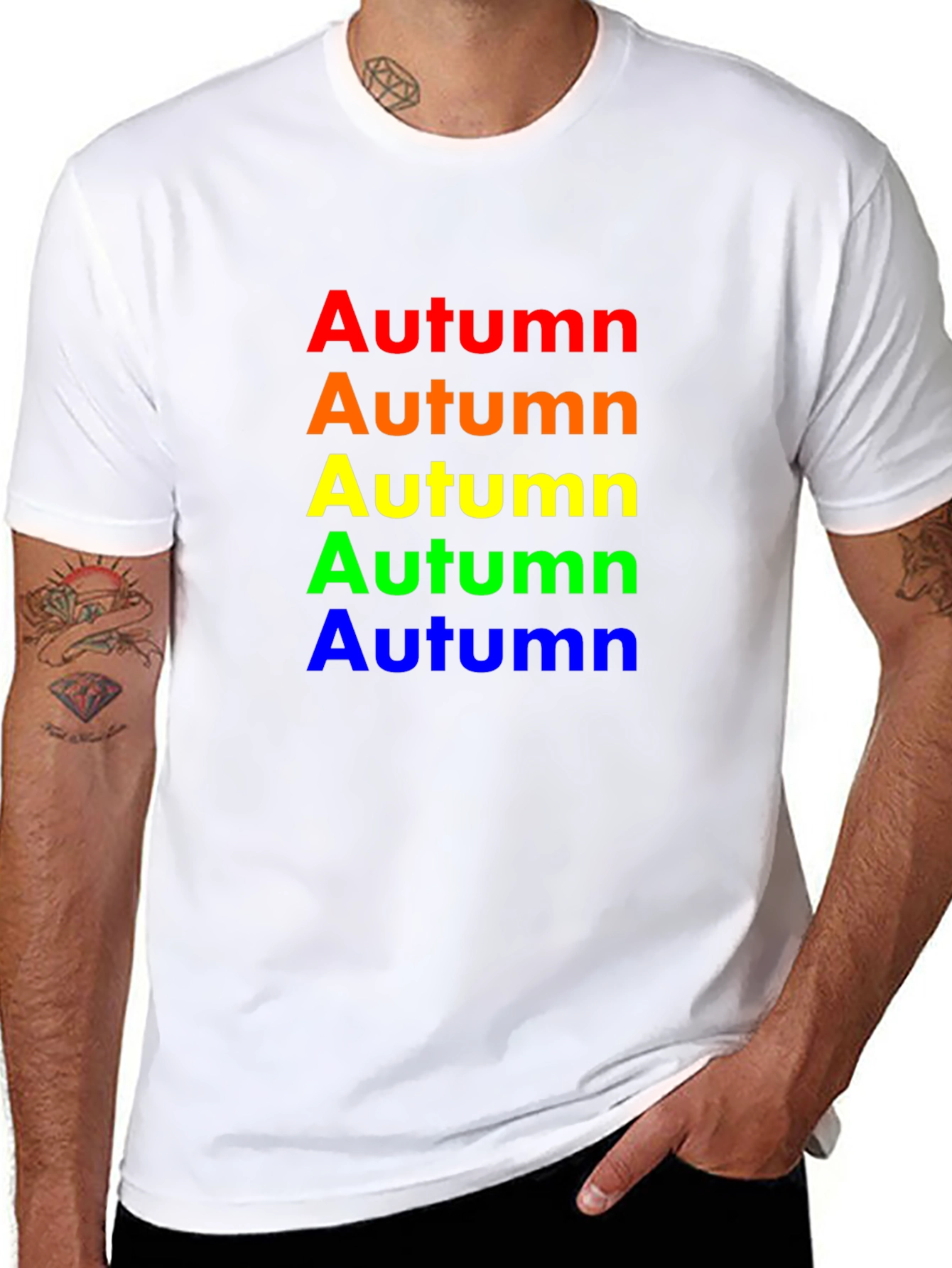 Rainbow Autumn T-Shirt - Soft Cotton Crew Neck Tee