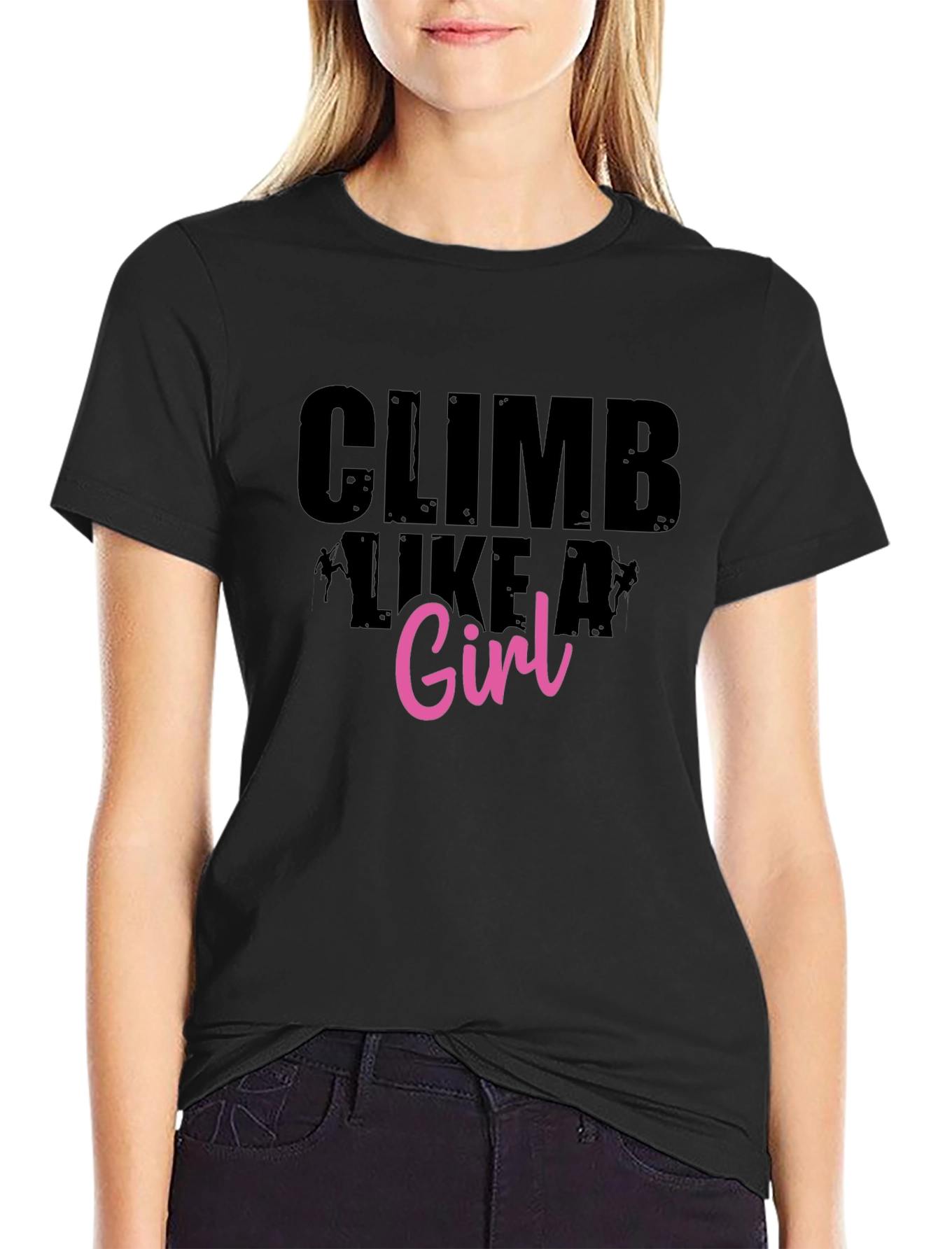 Climb Like A Girl Black Graphic Tee