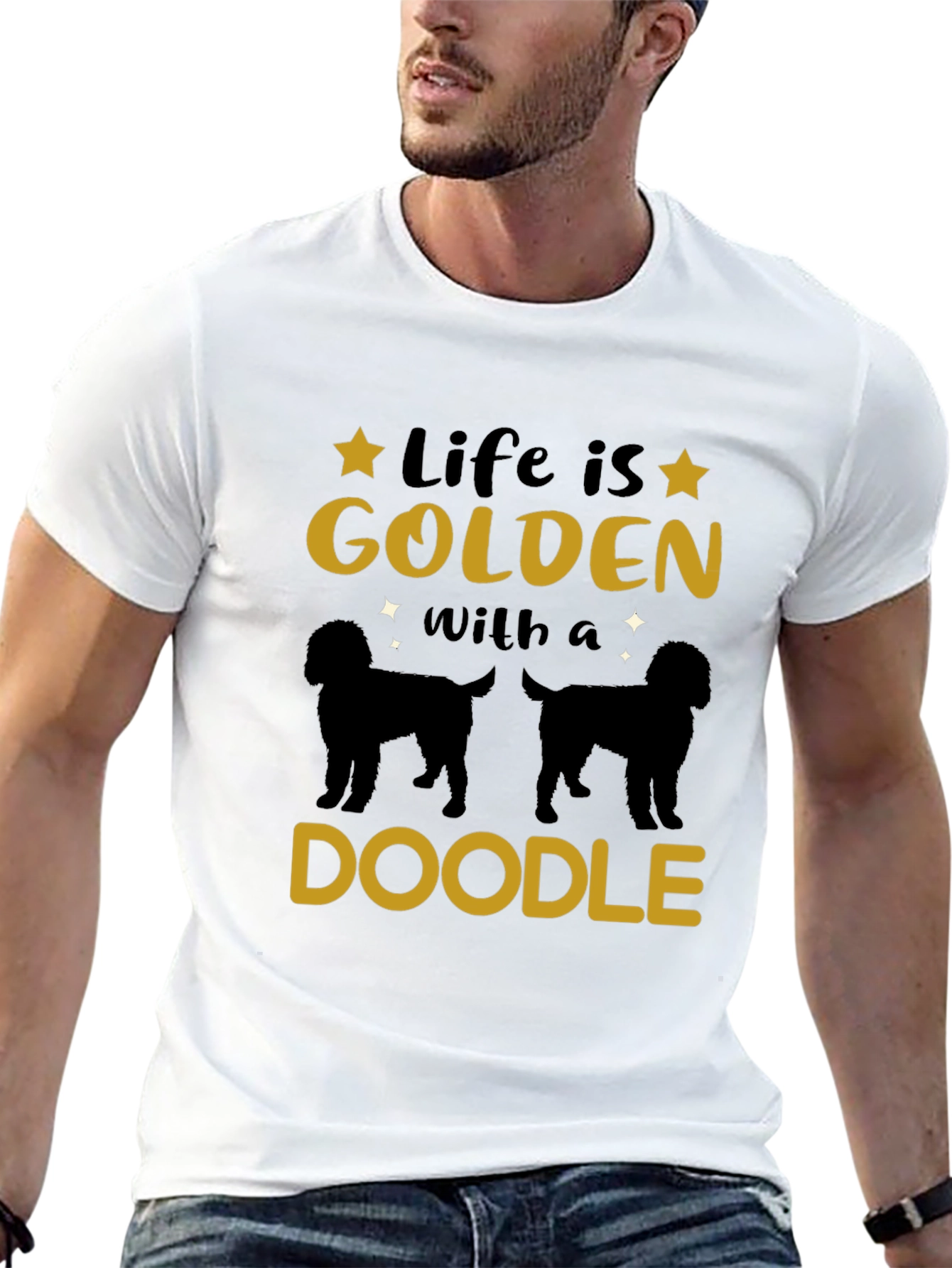 Life is Golden with a Doodle Black T-Shirt