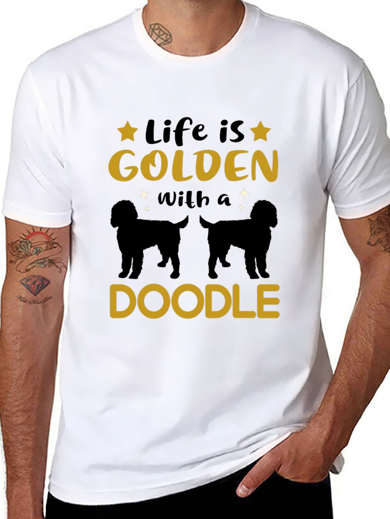 Life is Golden with a Doodle Black T-Shirt