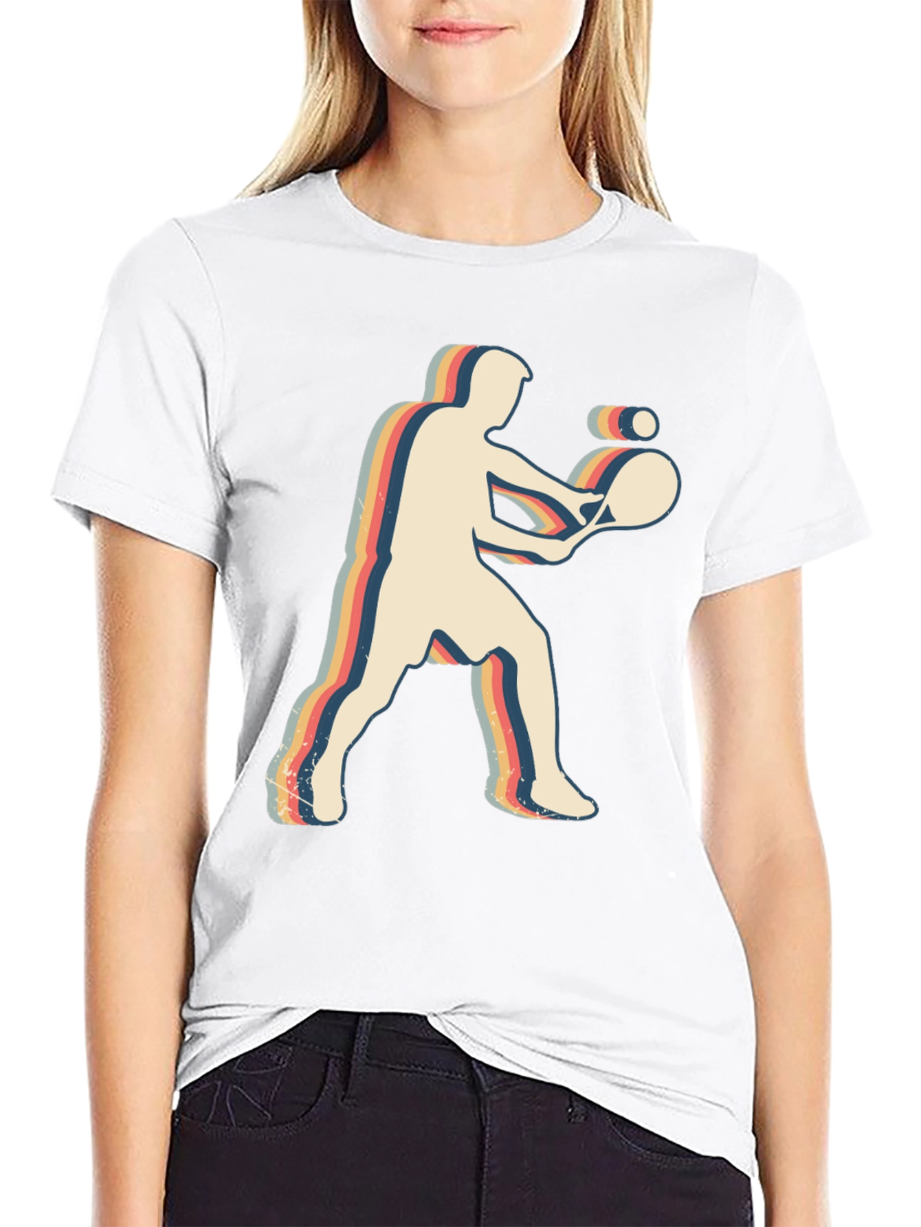 Retro Tennis Player Graphic T-Shirt