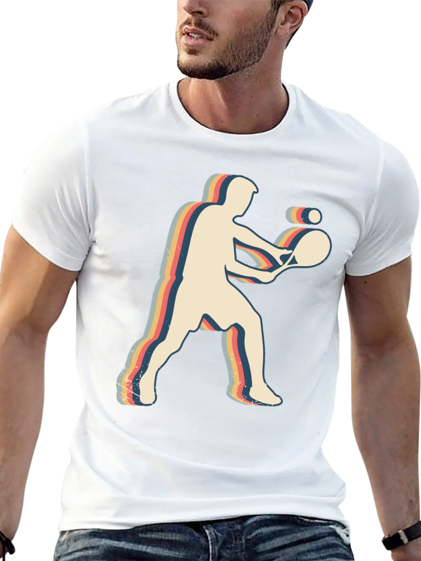 Retro Tennis Player Graphic T-Shirt