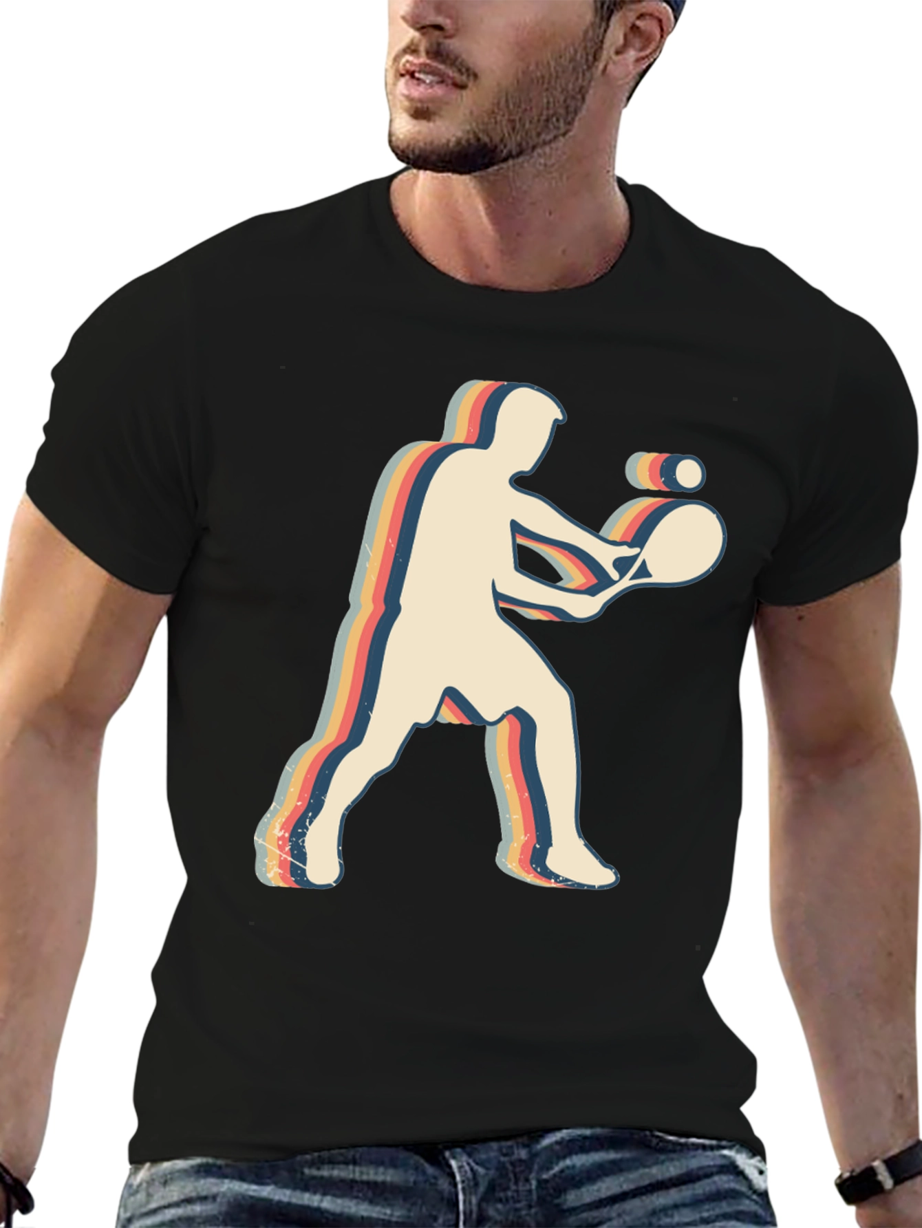 Retro Tennis Player Graphic T-Shirt