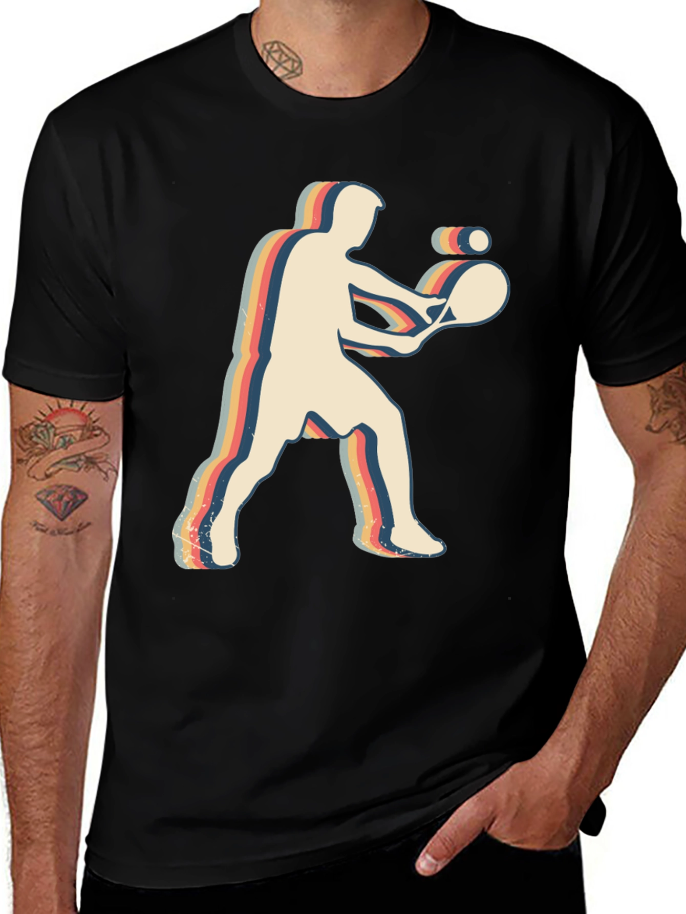 Retro Tennis Player Graphic T-Shirt