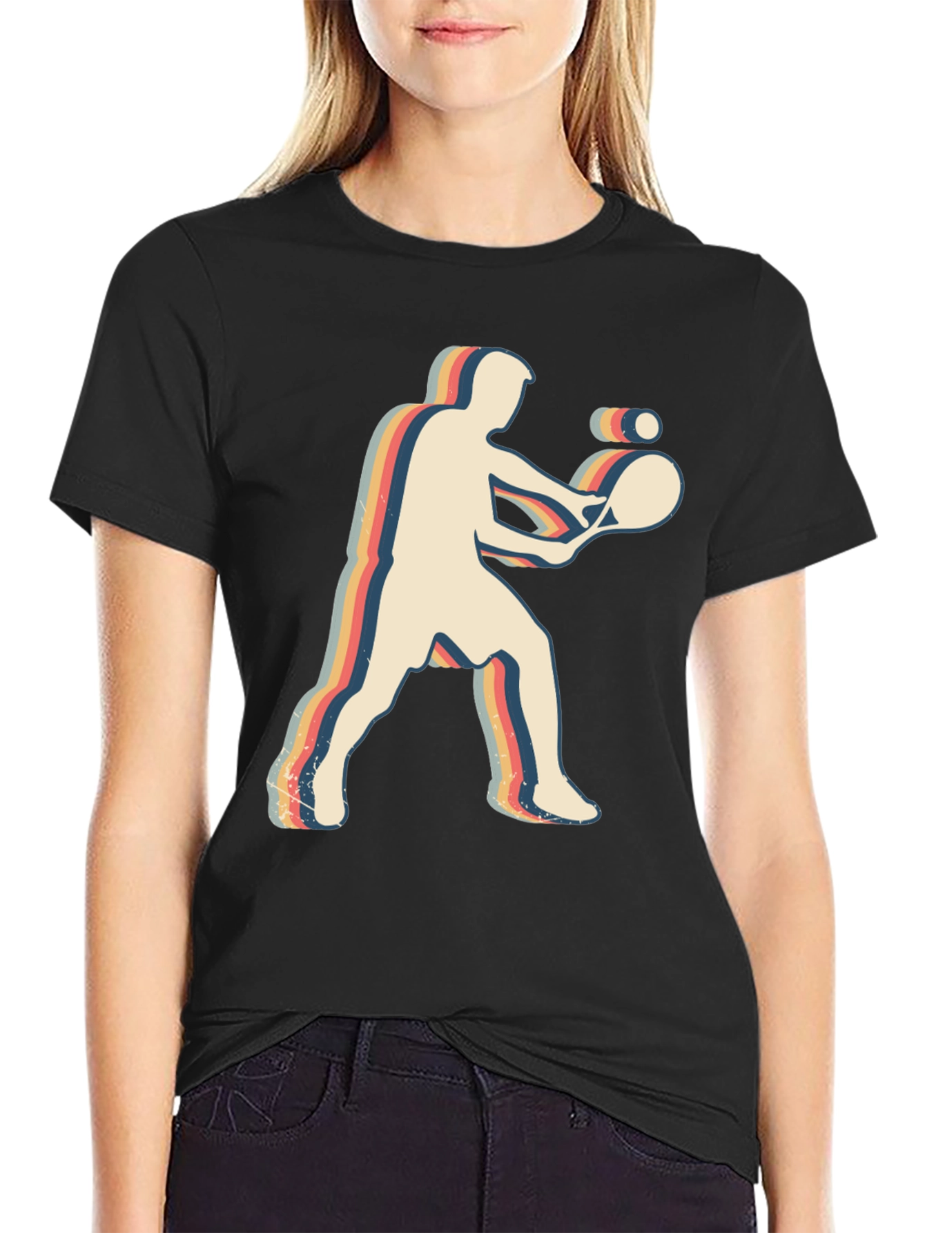 Retro Tennis Player Graphic T-Shirt