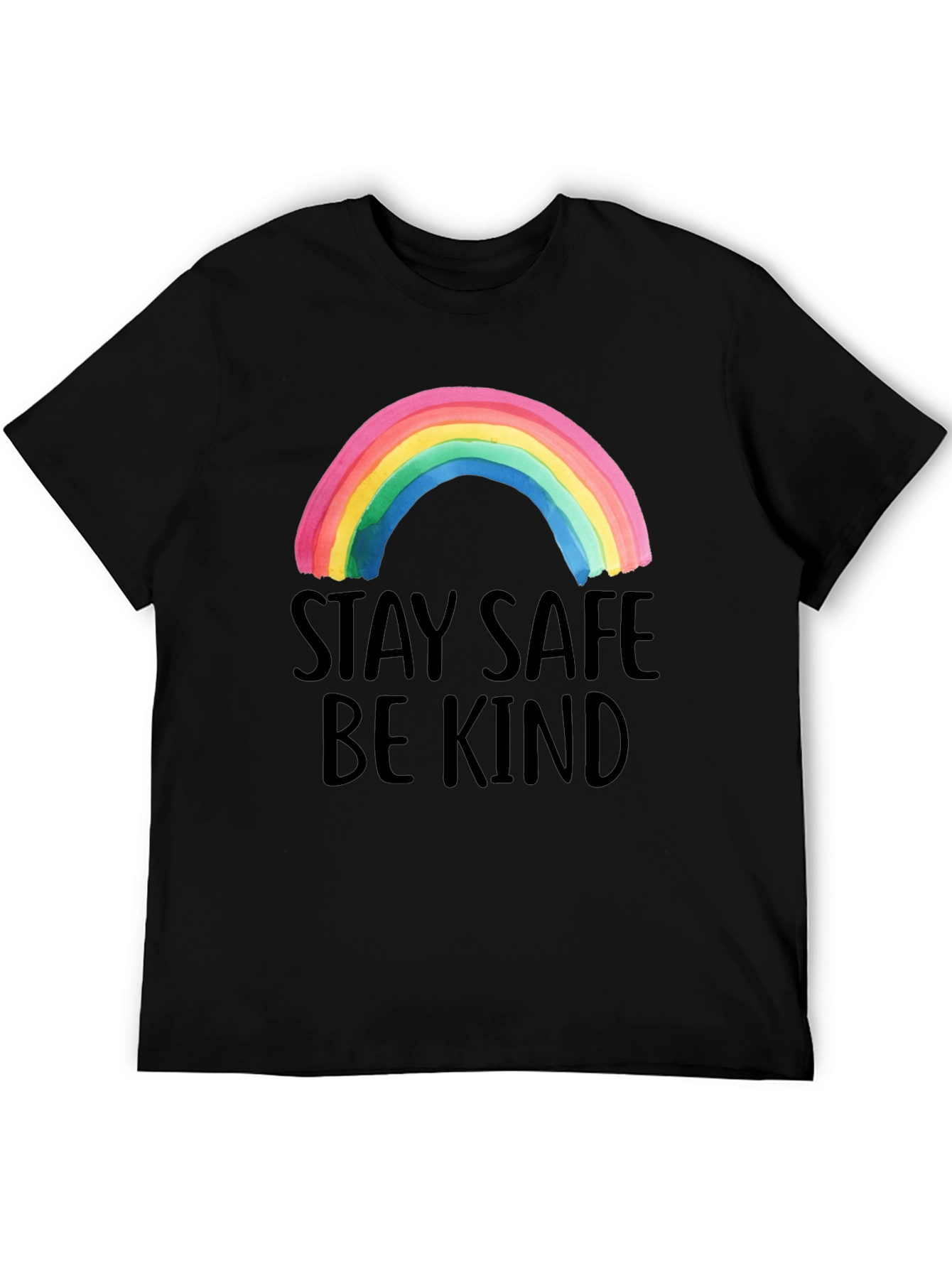 Stay Safe Be Kind Rainbow Graphic Tee