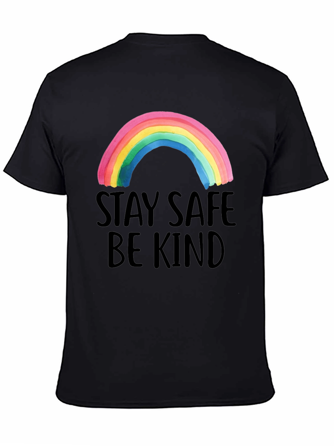 Stay Safe Be Kind Rainbow Graphic Tee