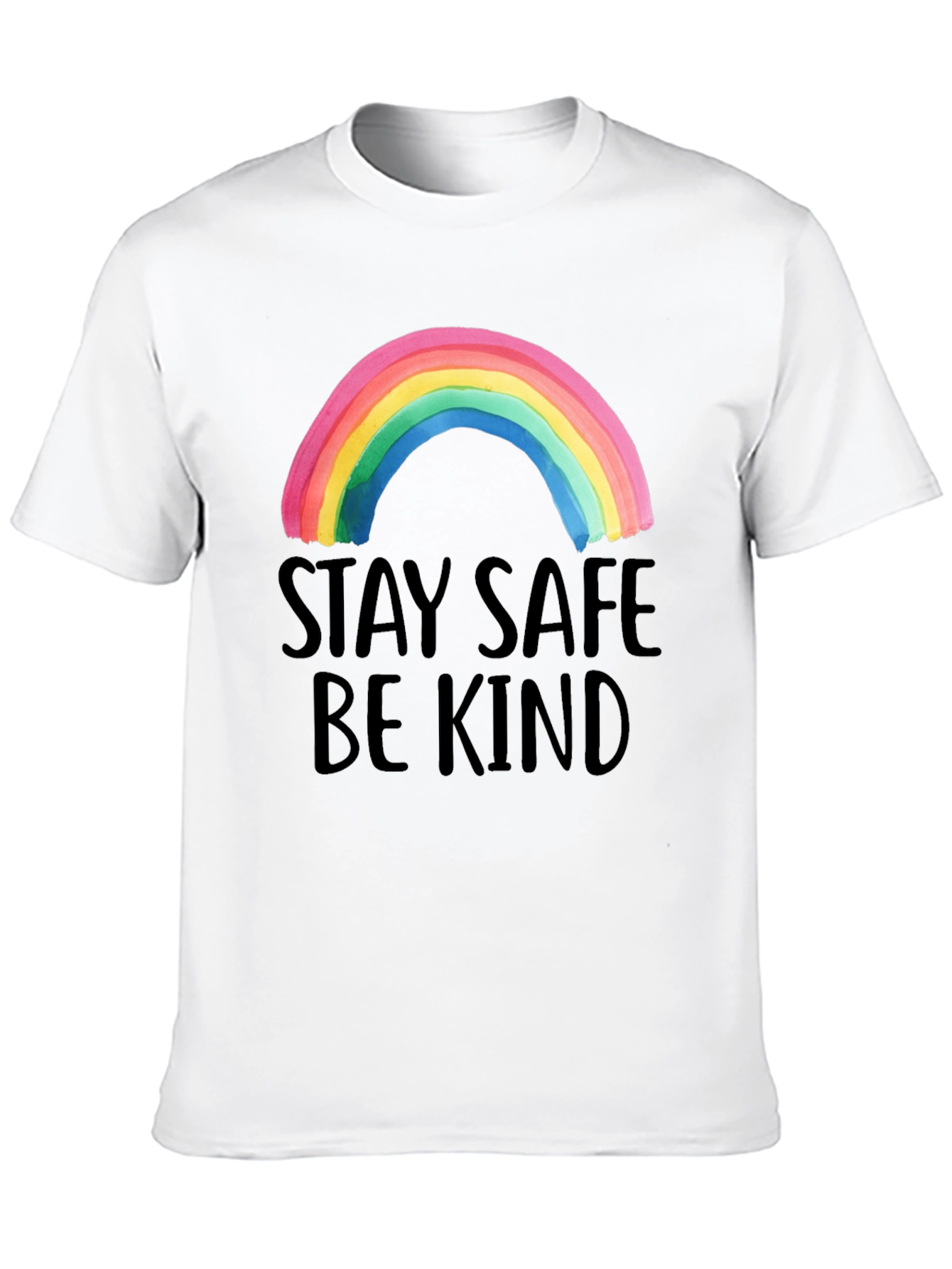 Stay Safe Be Kind Rainbow Graphic Tee