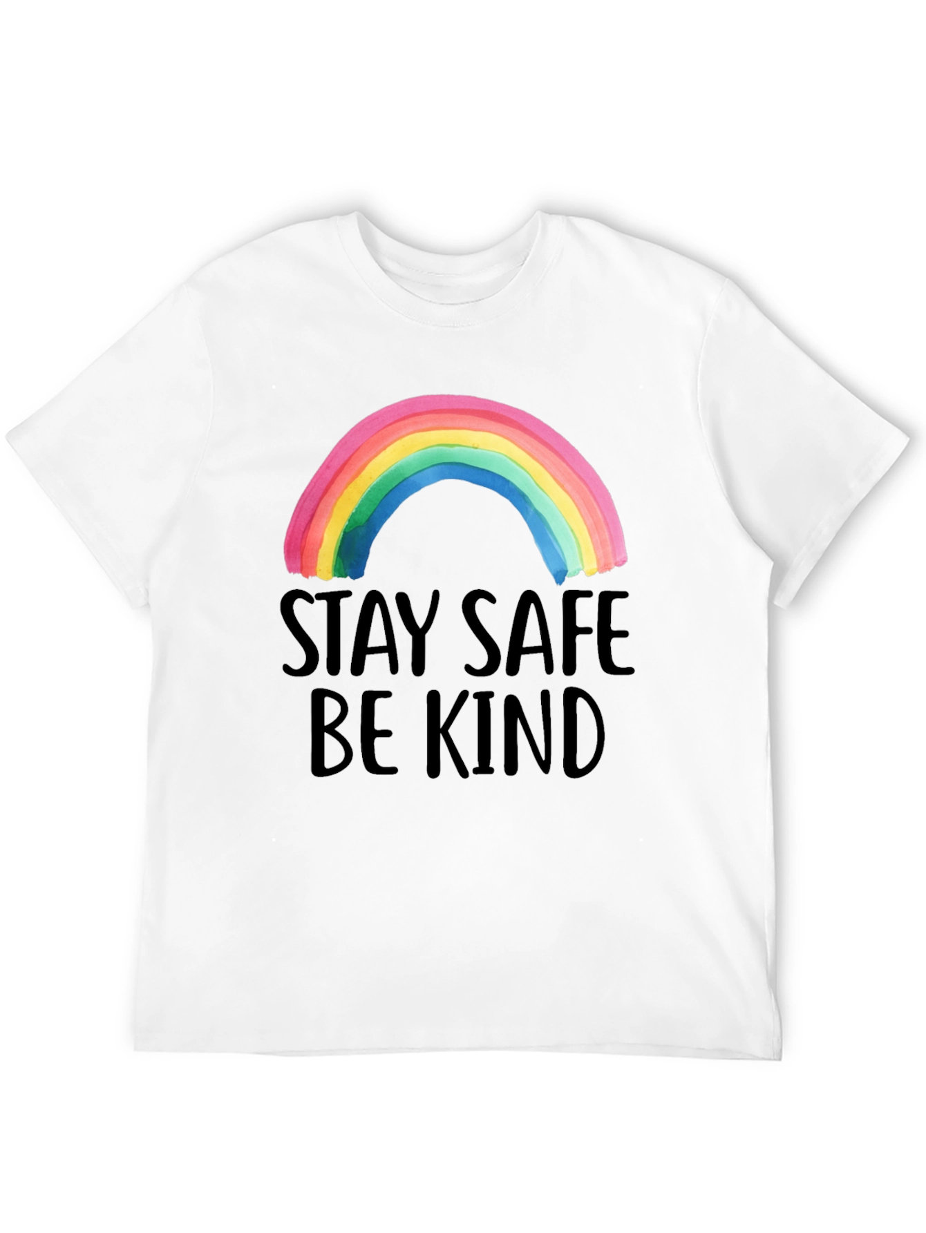 Stay Safe Be Kind Rainbow Graphic Tee