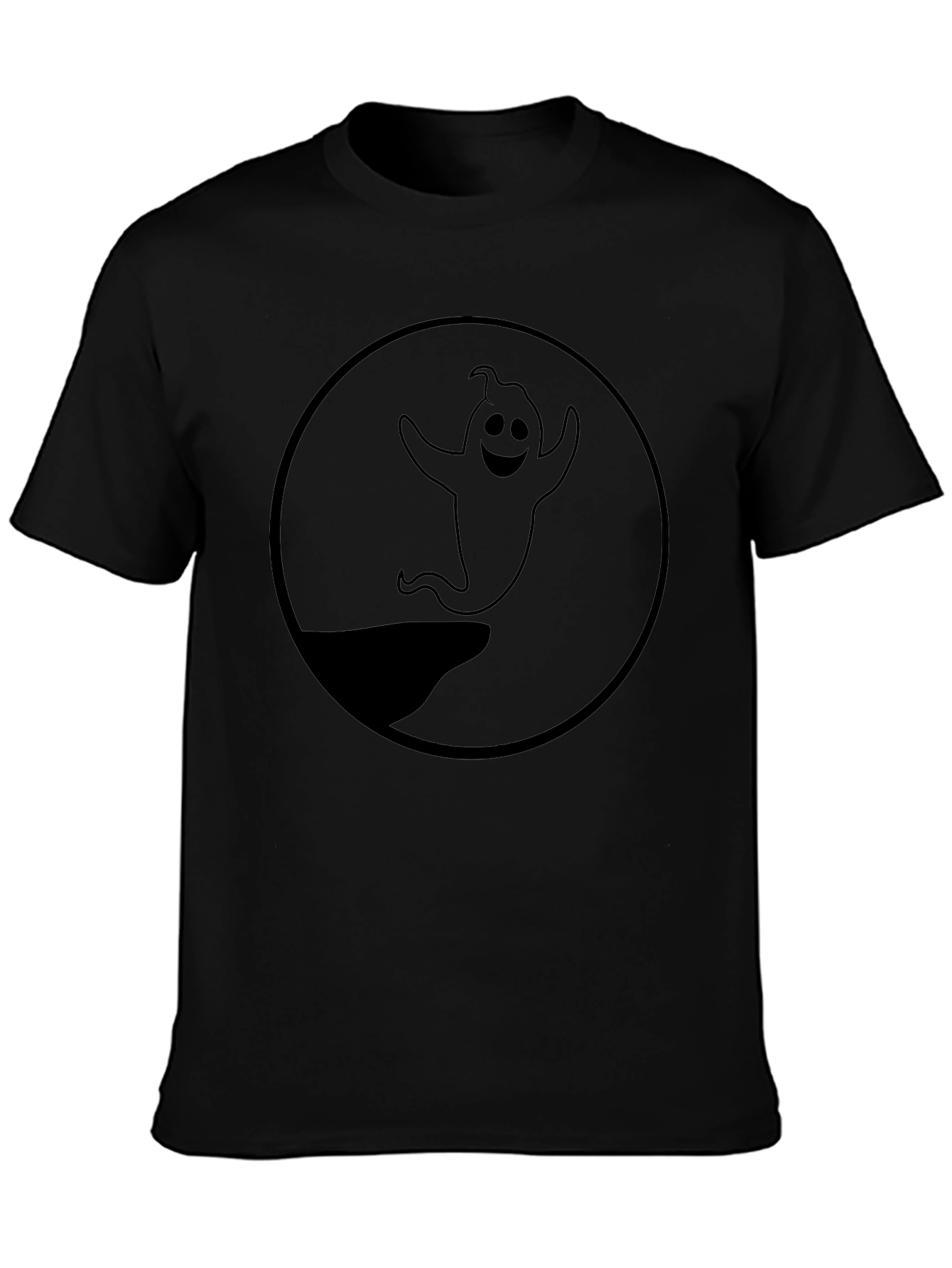 Spooky Ghost Graphic Black T-Shirt