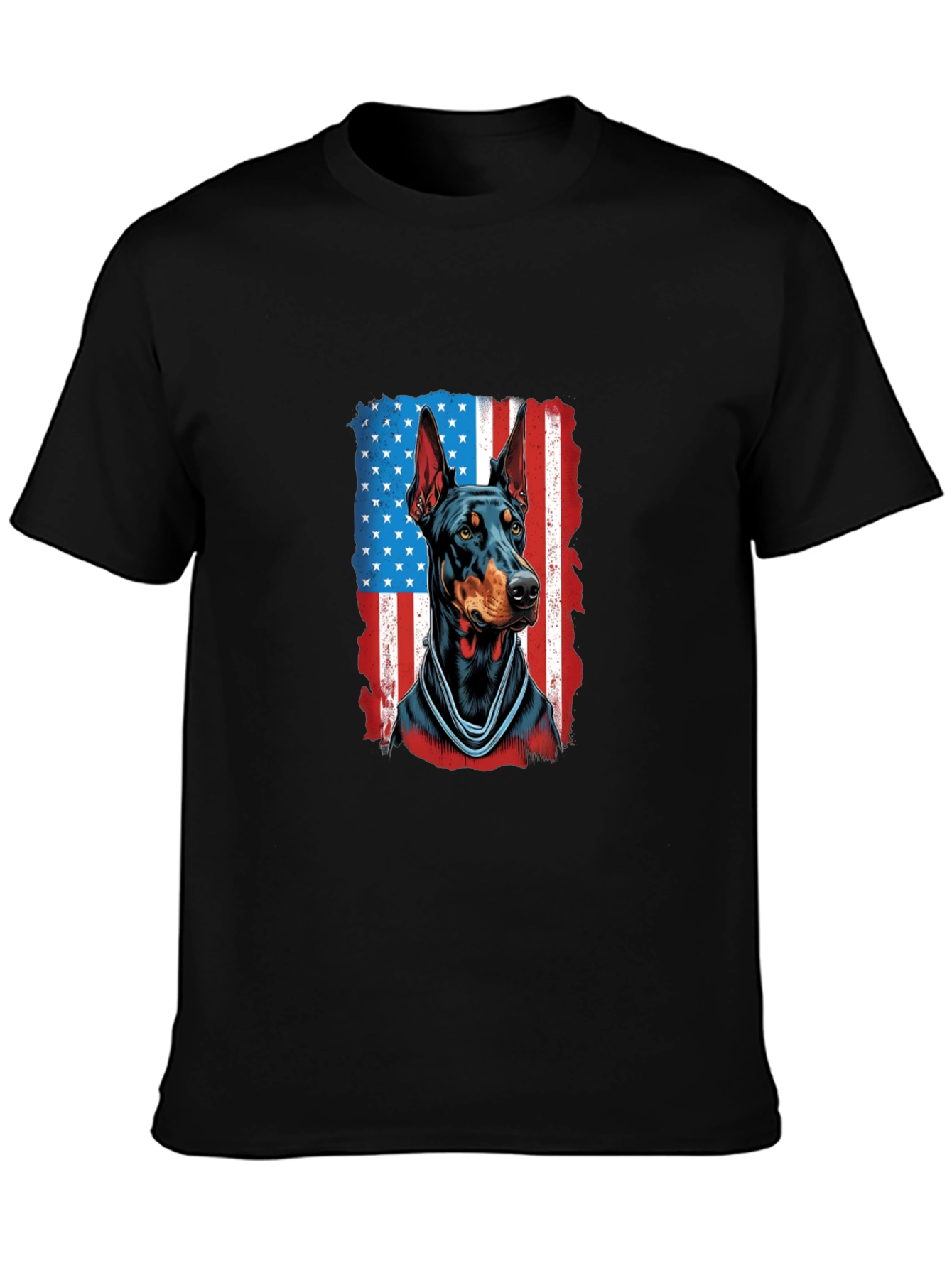 Doberman American Flag Patriotic T-Shirt