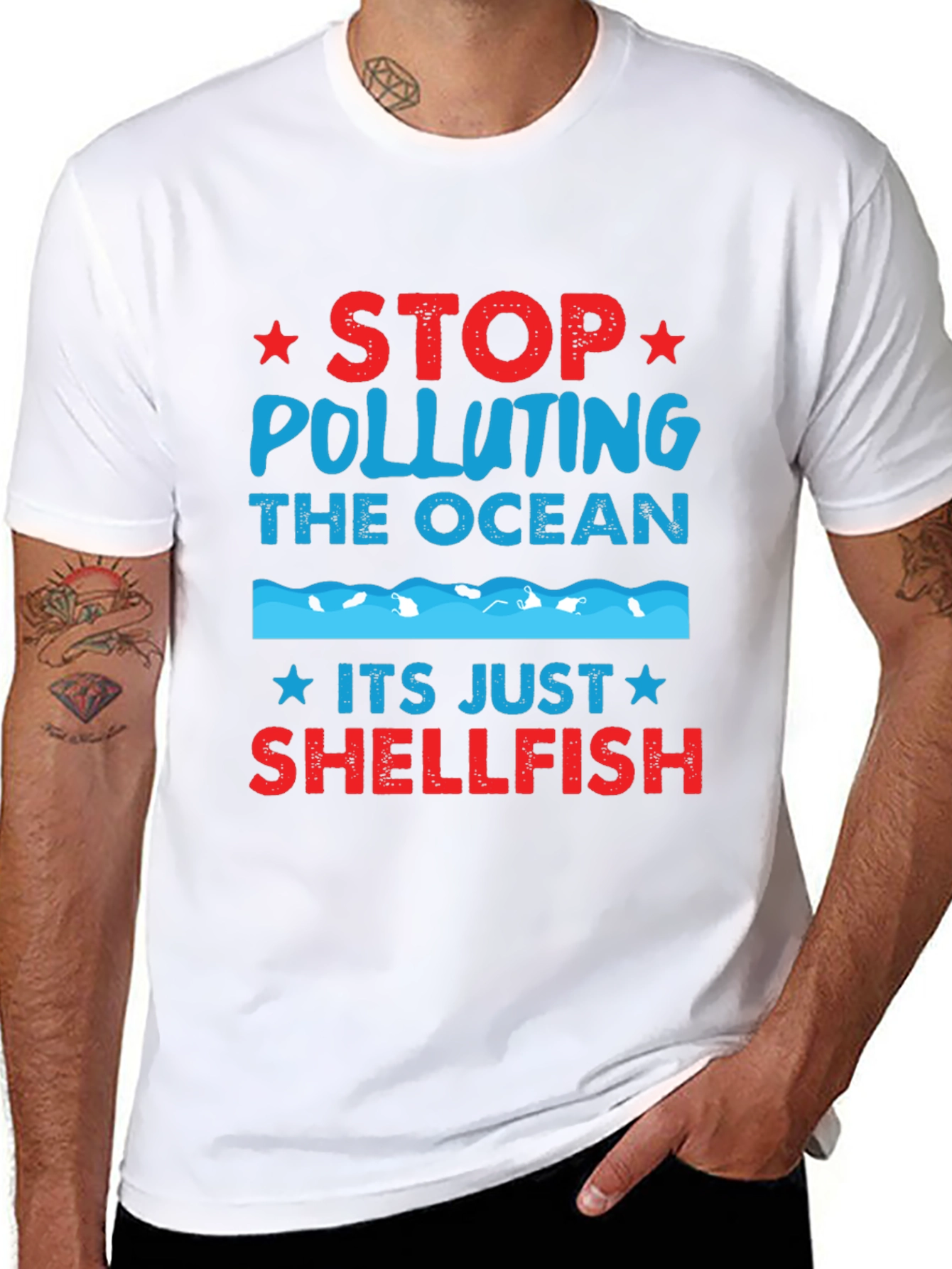 Stop Polluting Ocean Shellfish Graphic Tee