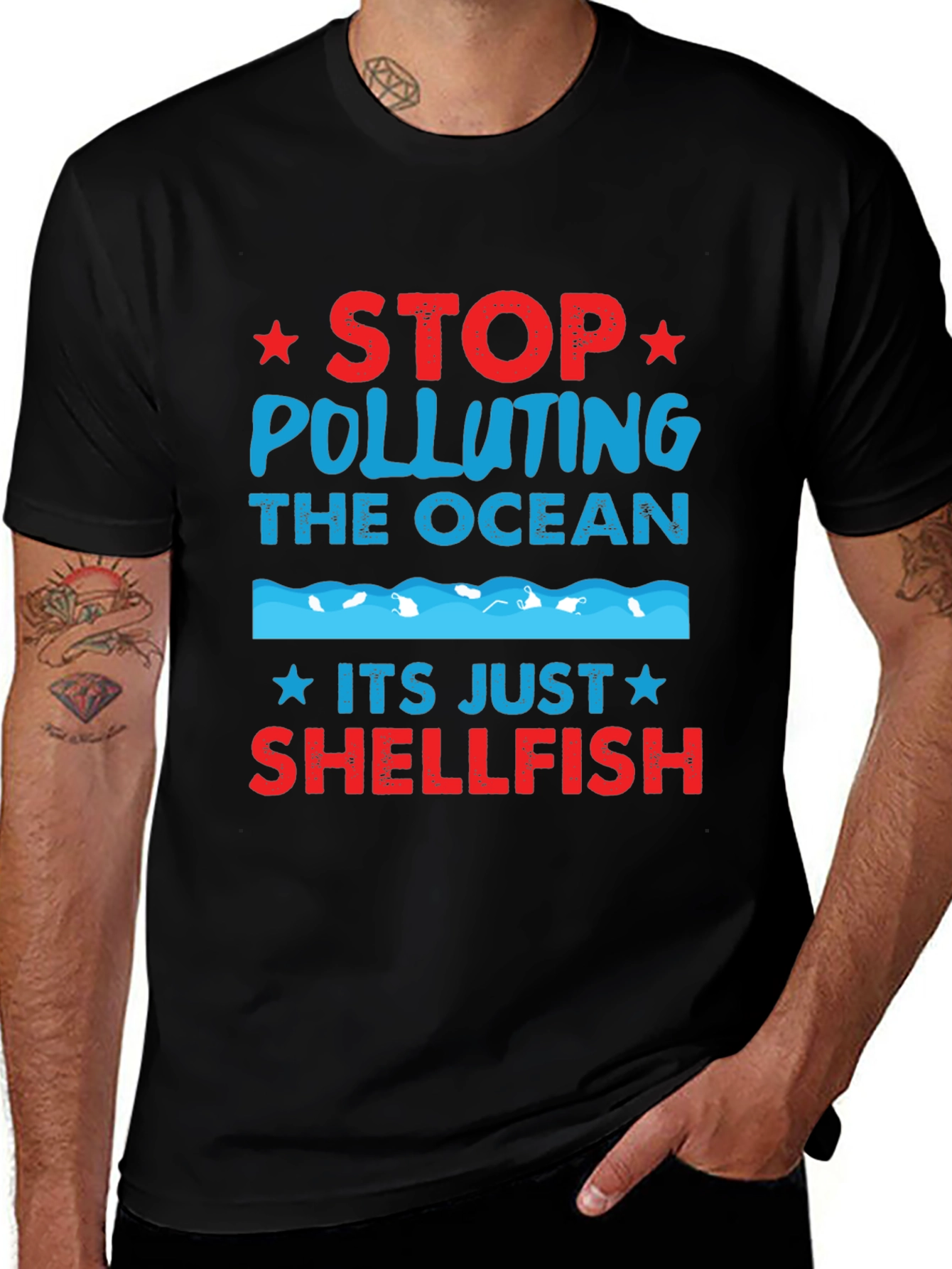 Stop Polluting Ocean Shellfish Graphic Tee