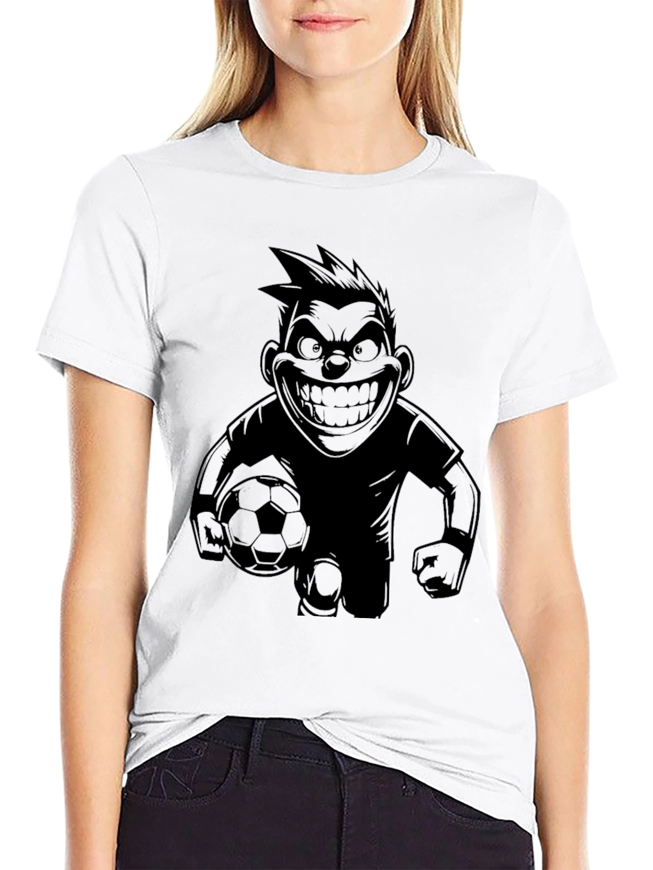 Mens Graphic Tee - Soccer Cartoon Design