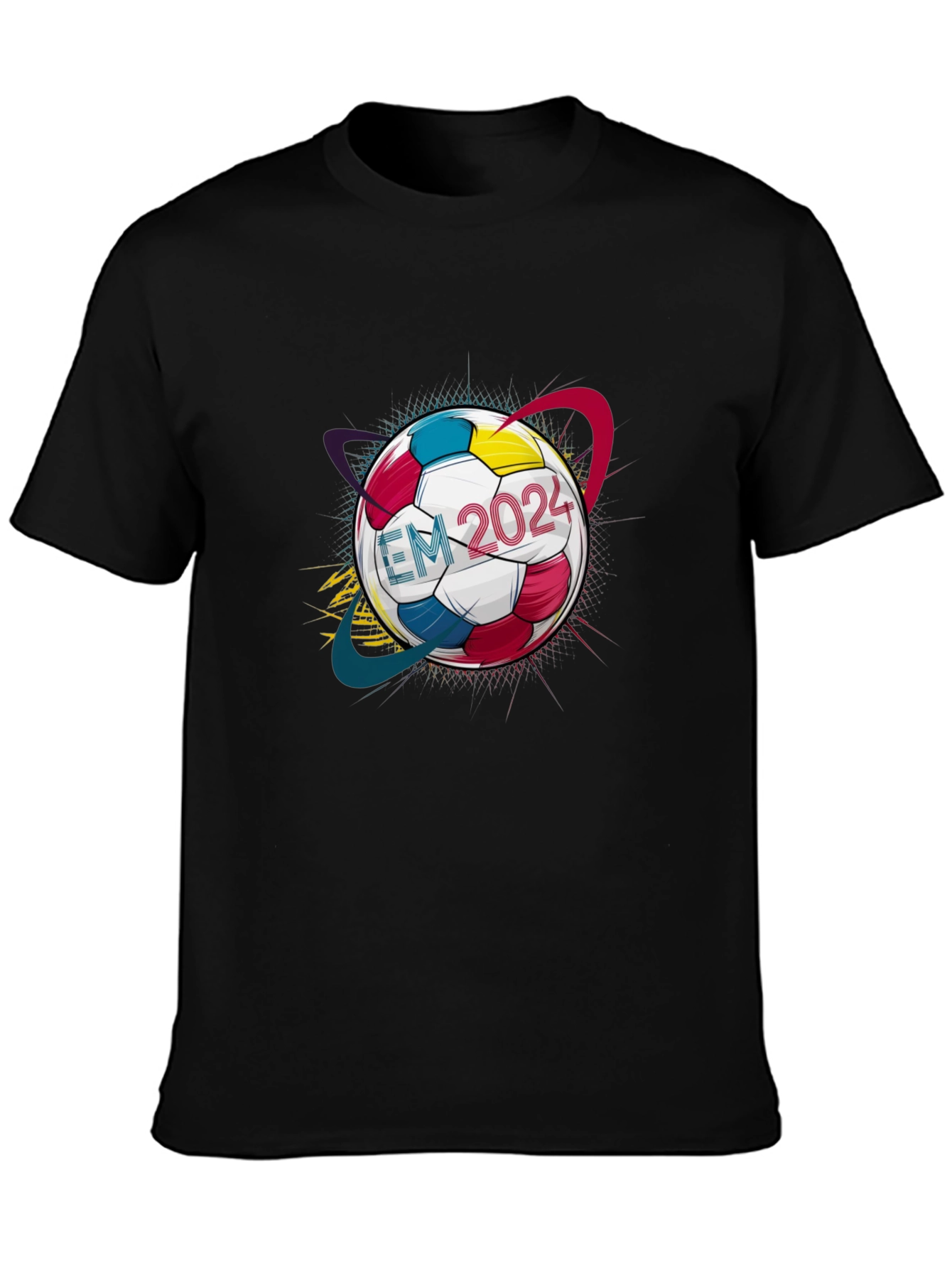 EM 2024 Soccer Ball Graphic Tee - Black