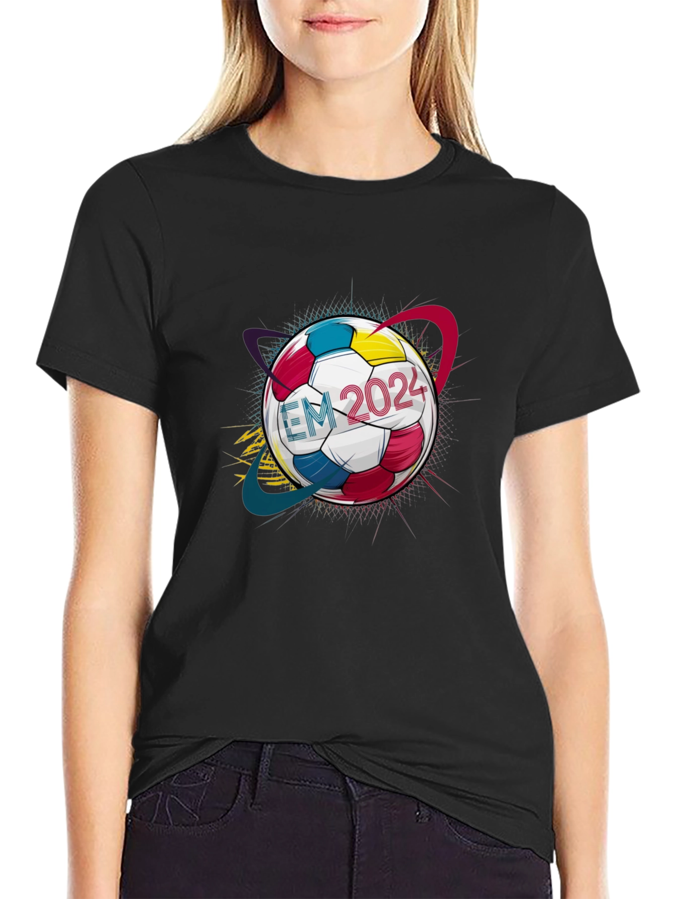EM 2024 Soccer Ball Graphic Tee - Black