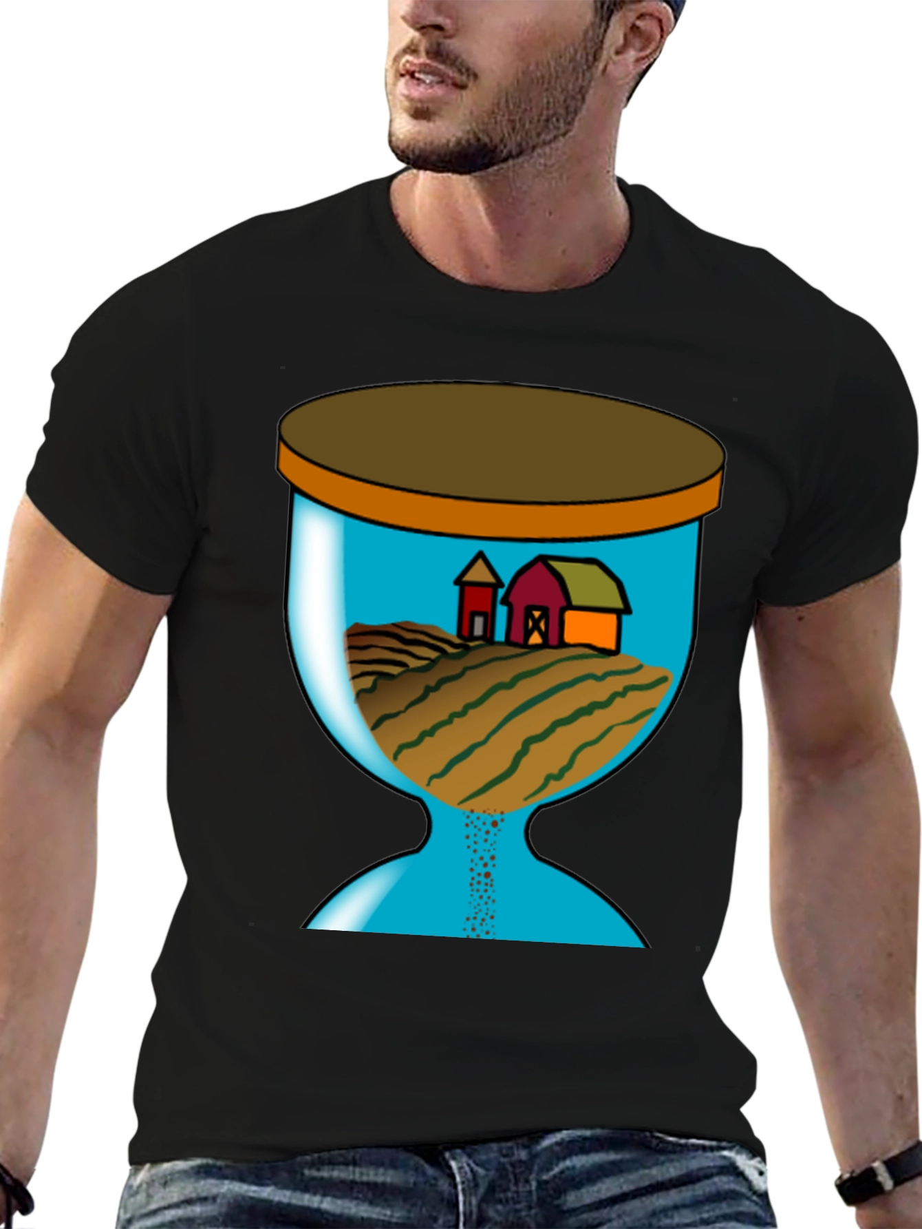 Farm Scene Hourglass Graphic T-Shirt
