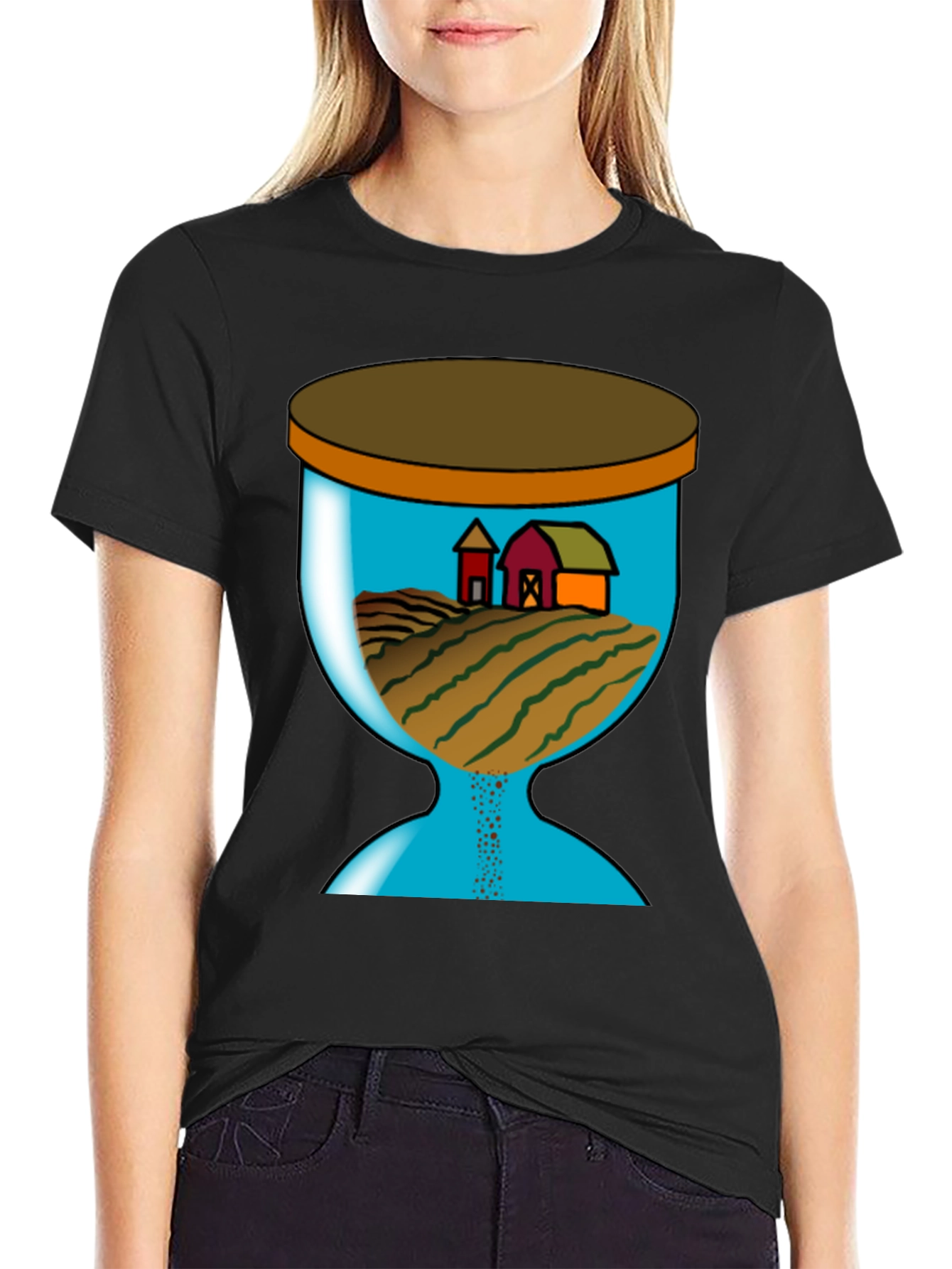 Farm Scene Hourglass Graphic T-Shirt