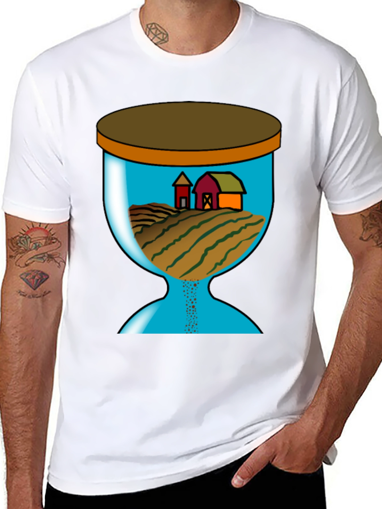 Farm Scene Hourglass Graphic T-Shirt