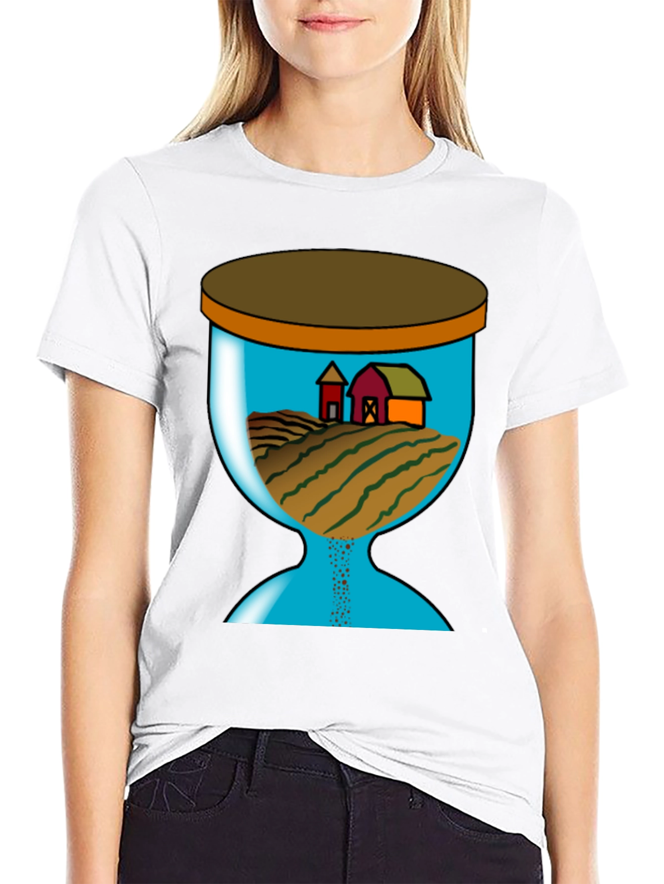 Farm Scene Hourglass Graphic T-Shirt