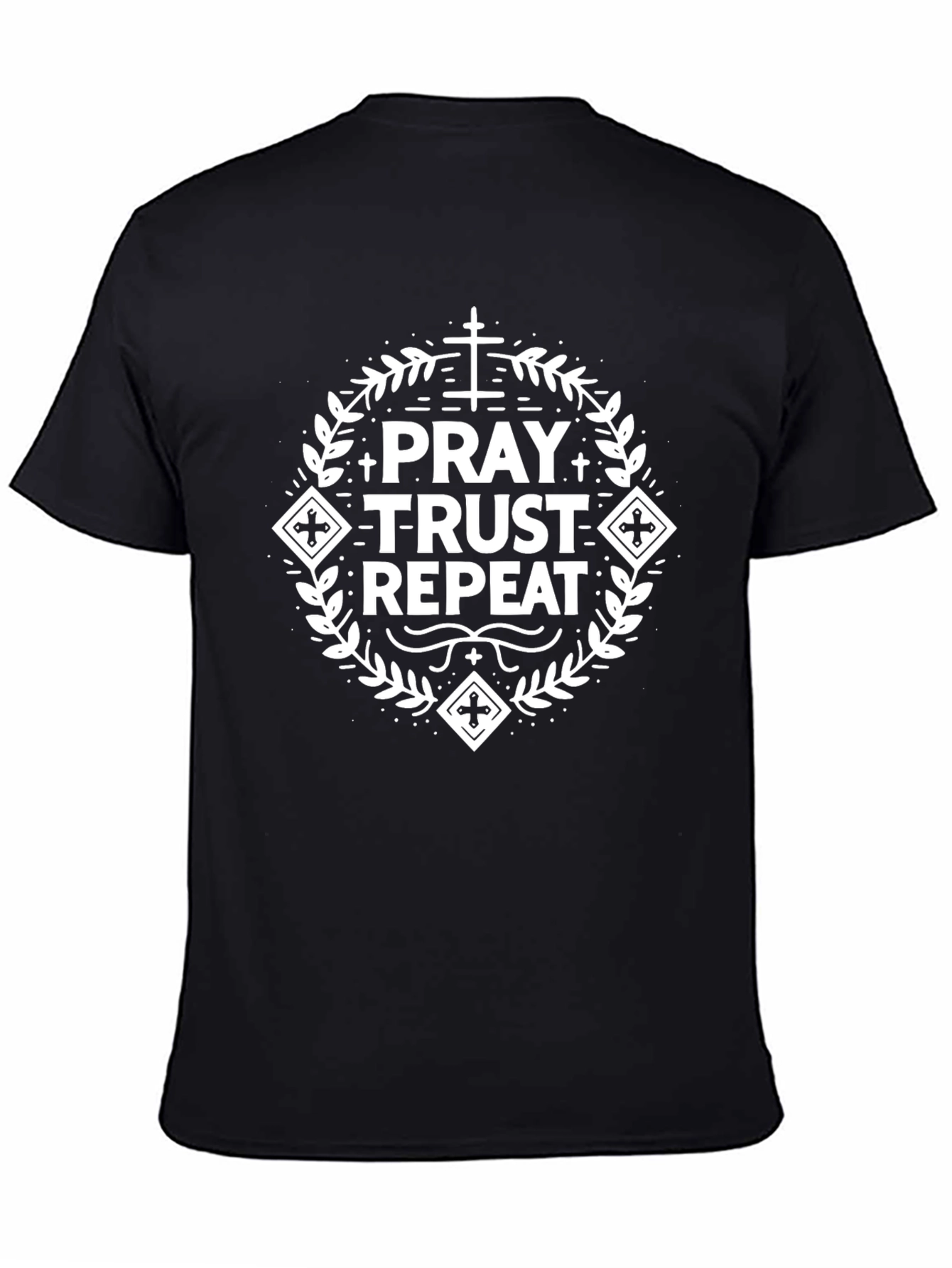 Pray Trust Repeat Graphic Tee - Christian Faith T-Shirt