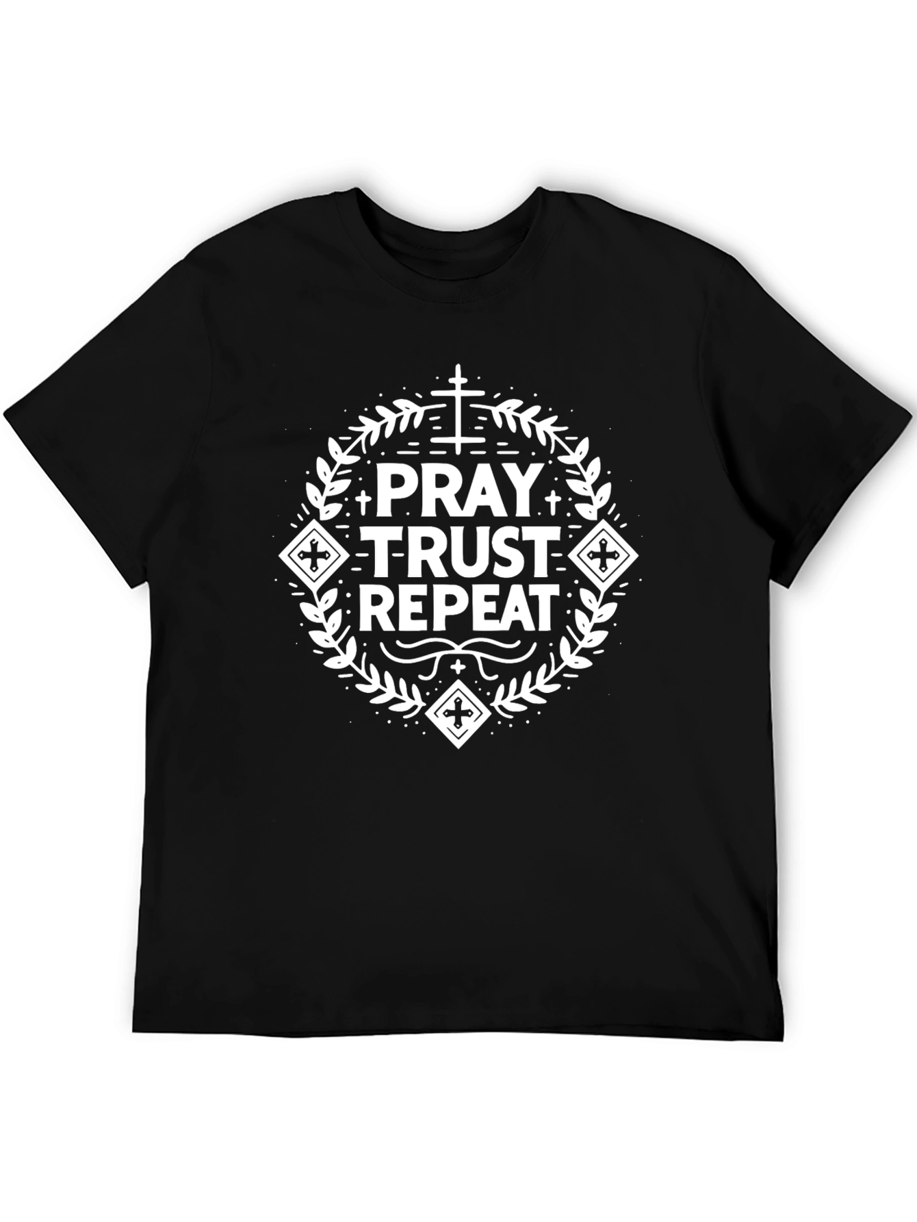 Pray Trust Repeat Graphic Tee - Christian Faith T-Shirt