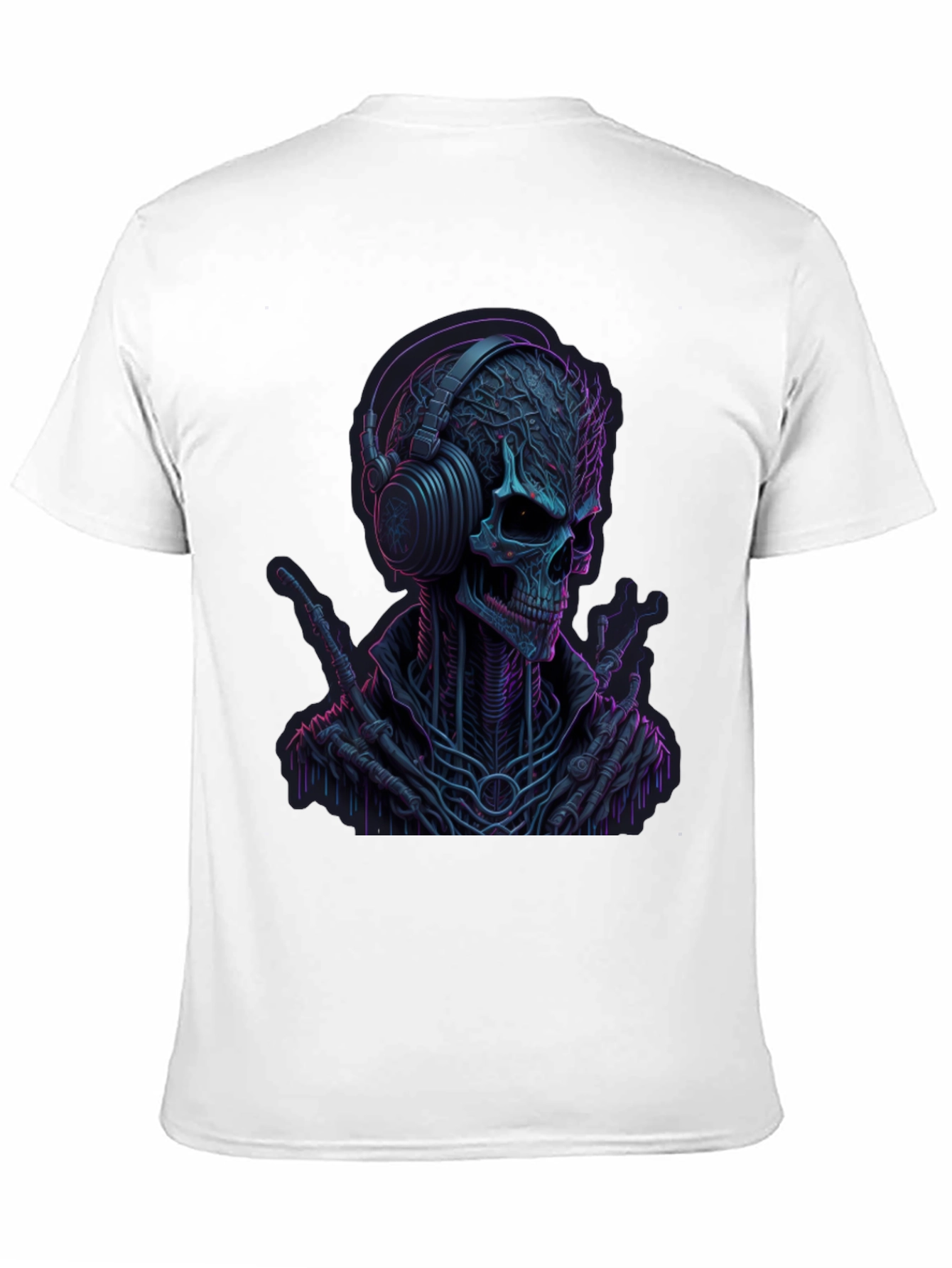 Neon Skull Headphones Graphic Tee - Darkwave Style