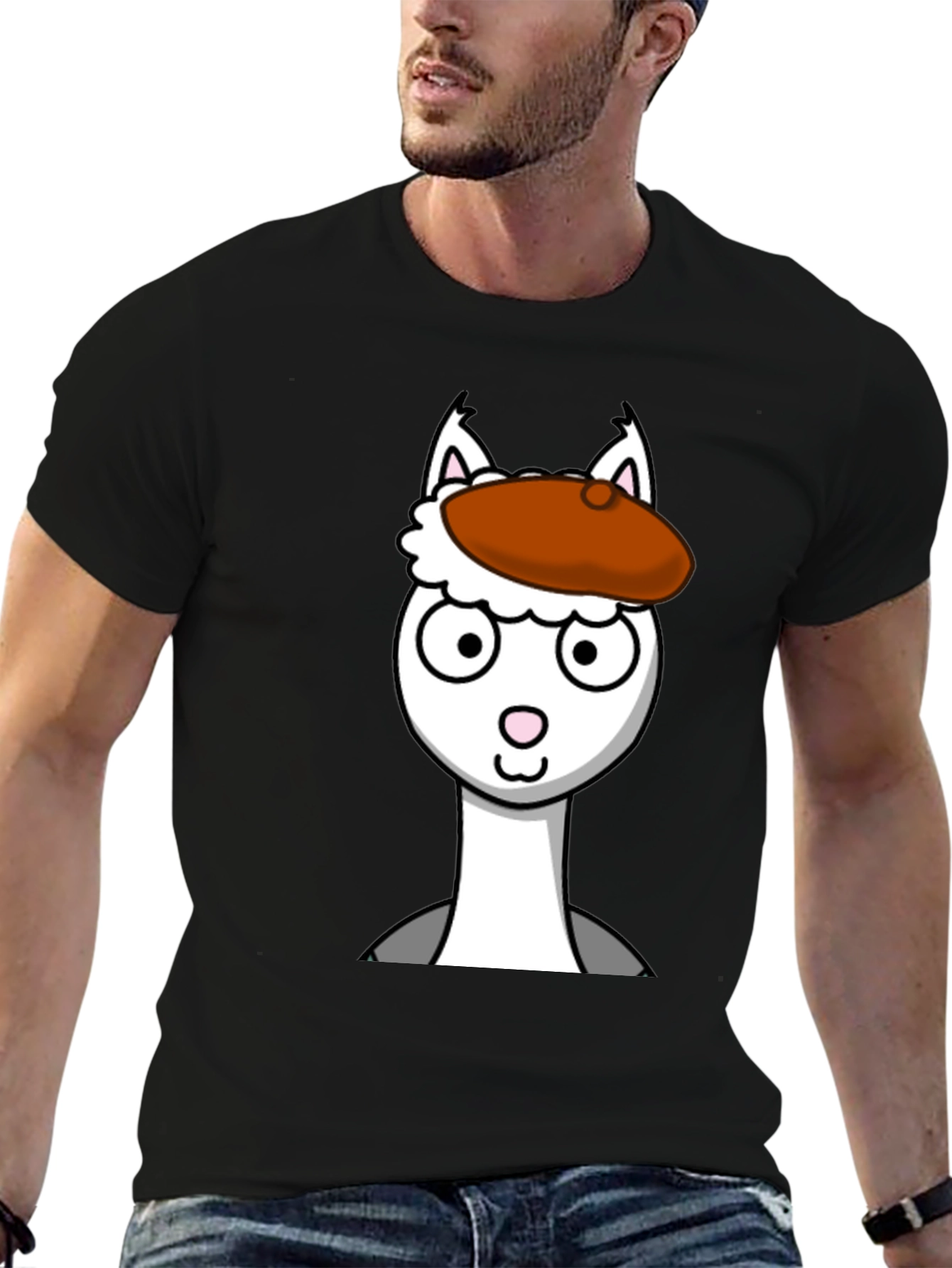 Llama Artist Graphic Tee - Unique Cartoon Design