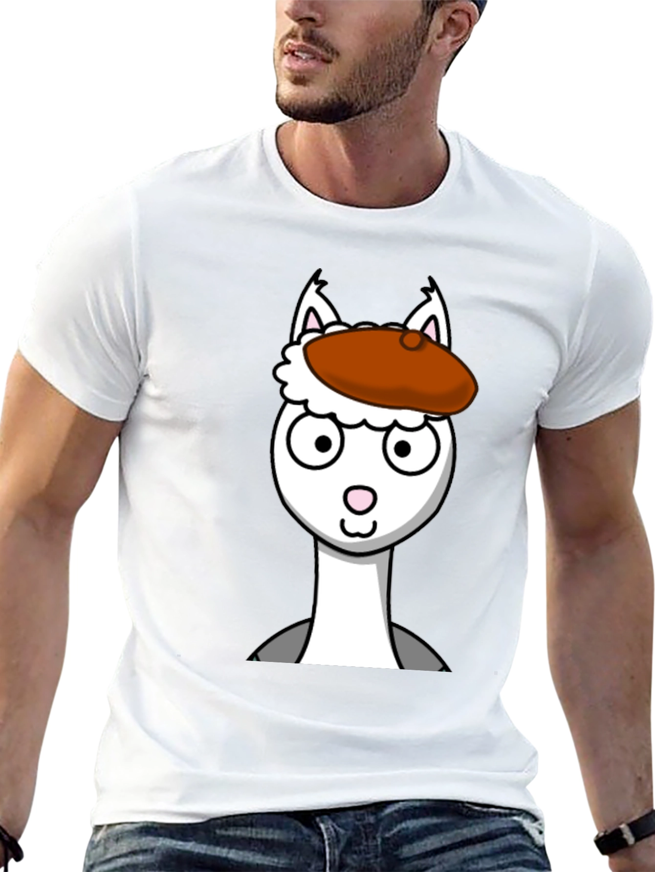 Llama Artist Graphic Tee - Unique Cartoon Design