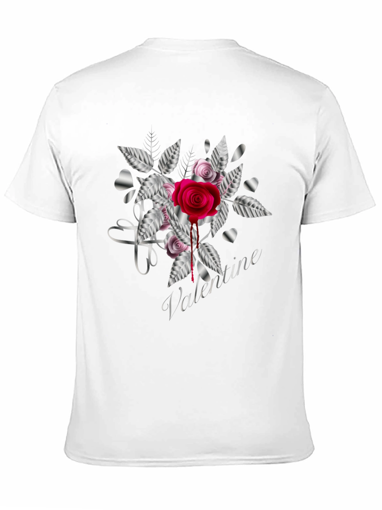 Valentines Rose Black T-Shirt