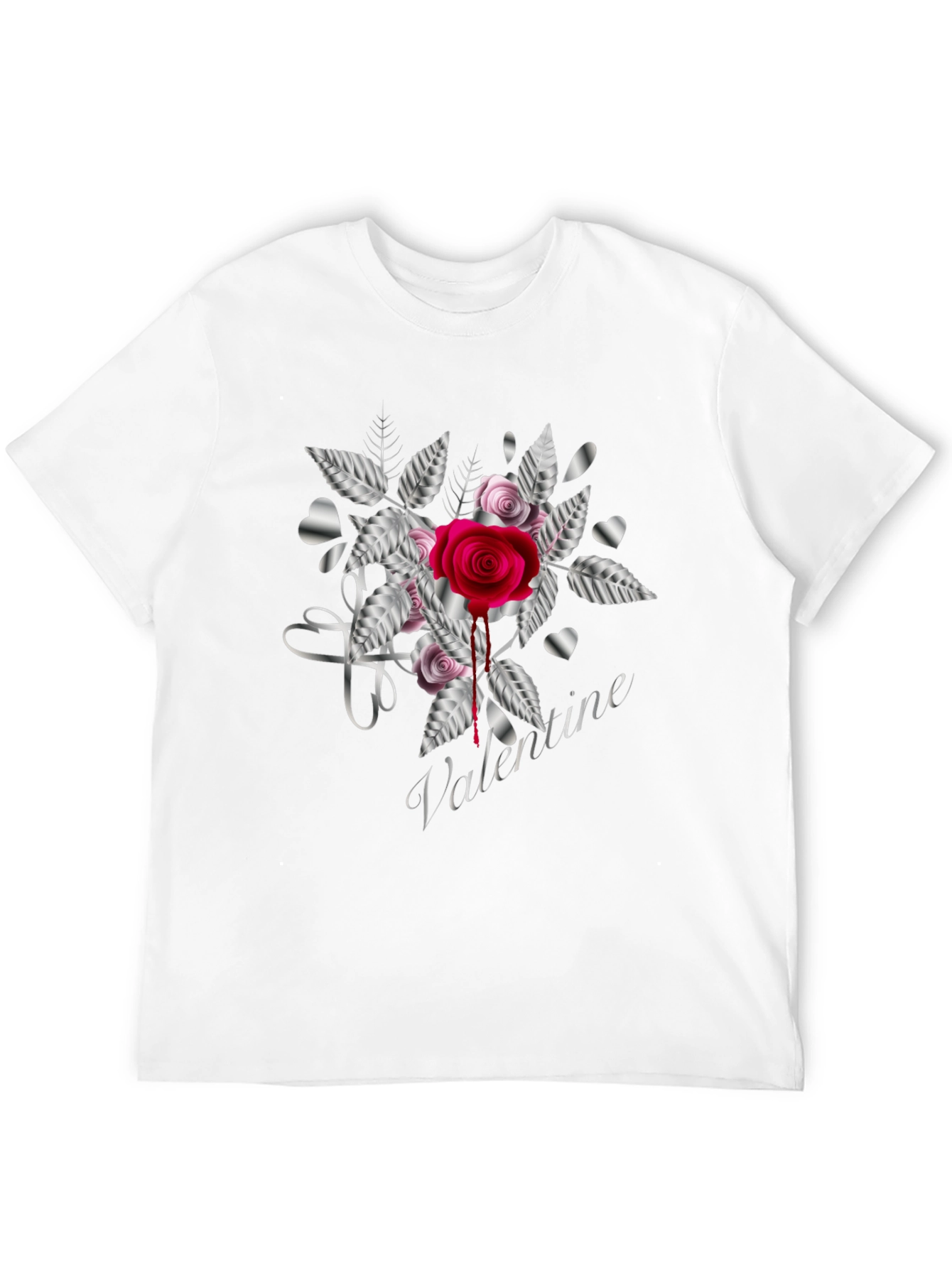 Valentines Rose Black T-Shirt