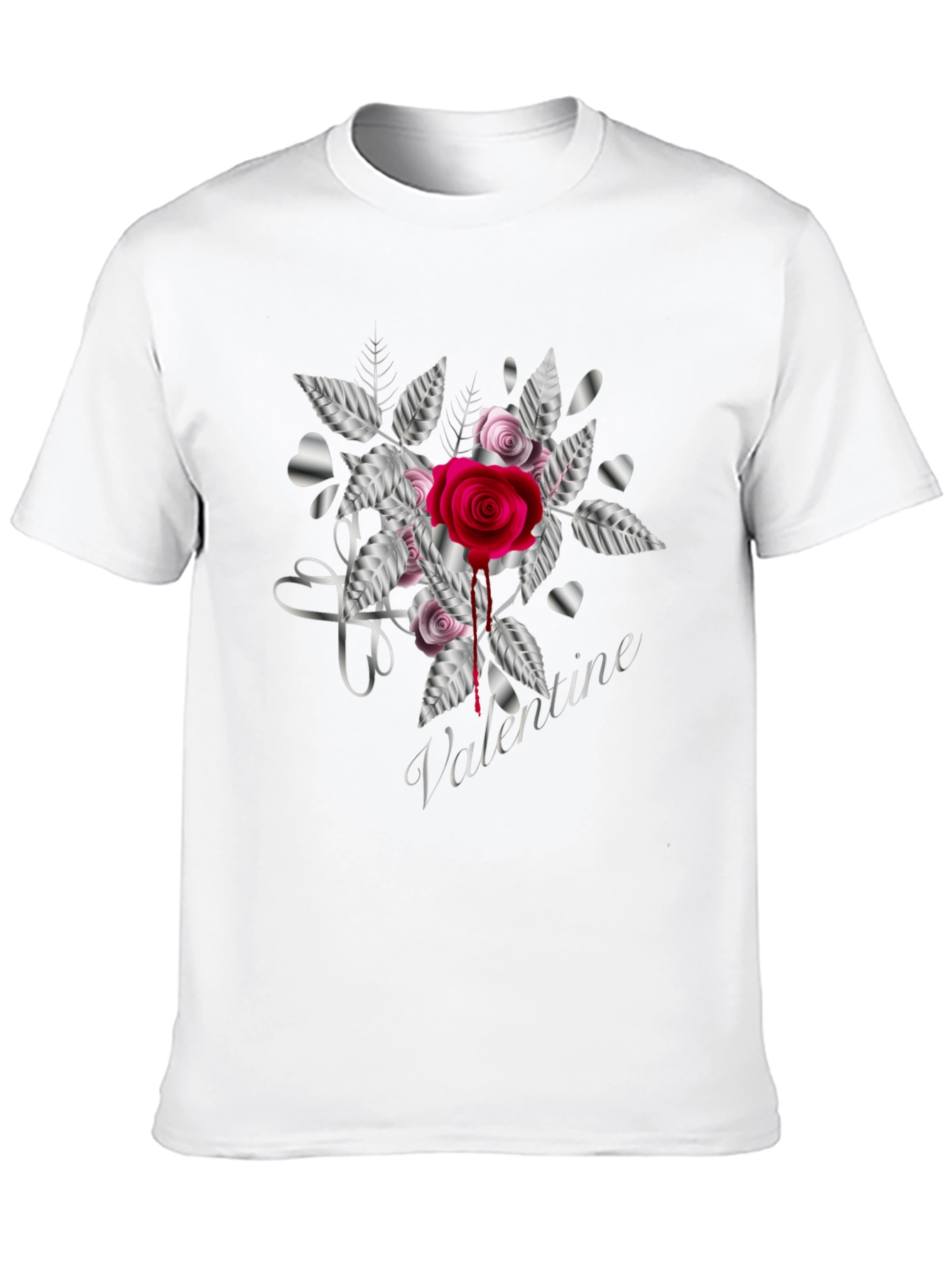 Valentines Rose Black T-Shirt