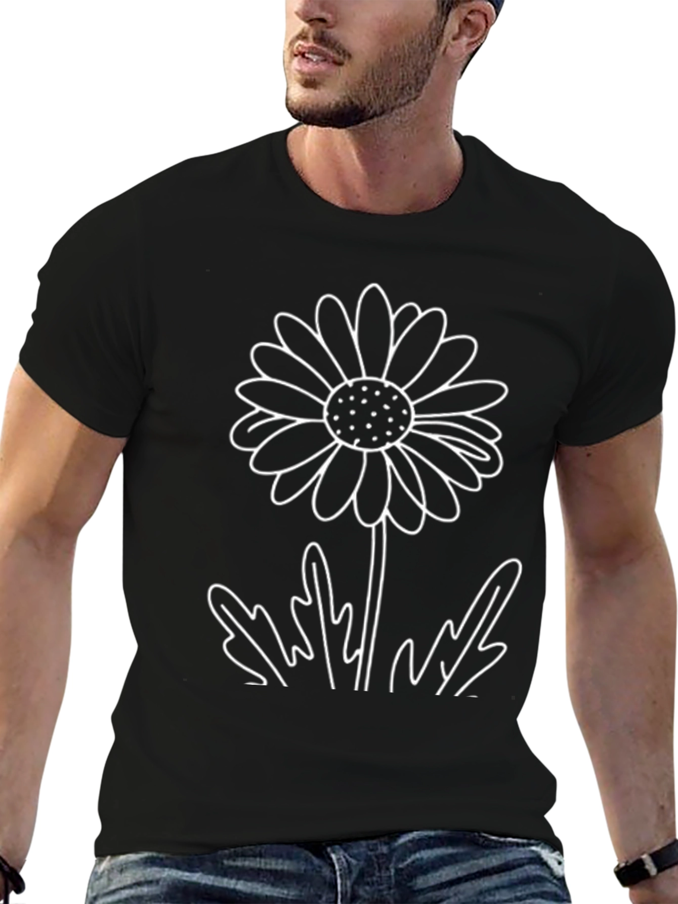 Daisy Graphic Tee - Classic Black Cotton T-Shirt