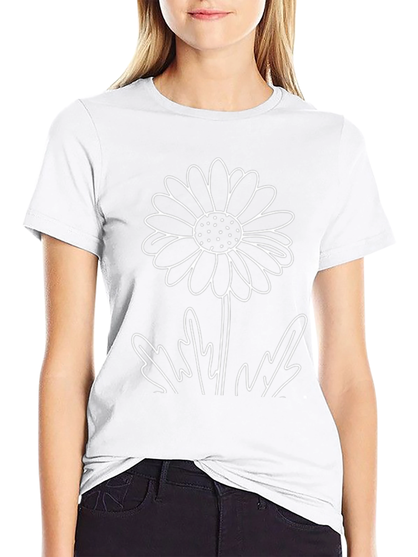 Daisy Graphic Tee - Classic Black Cotton T-Shirt
