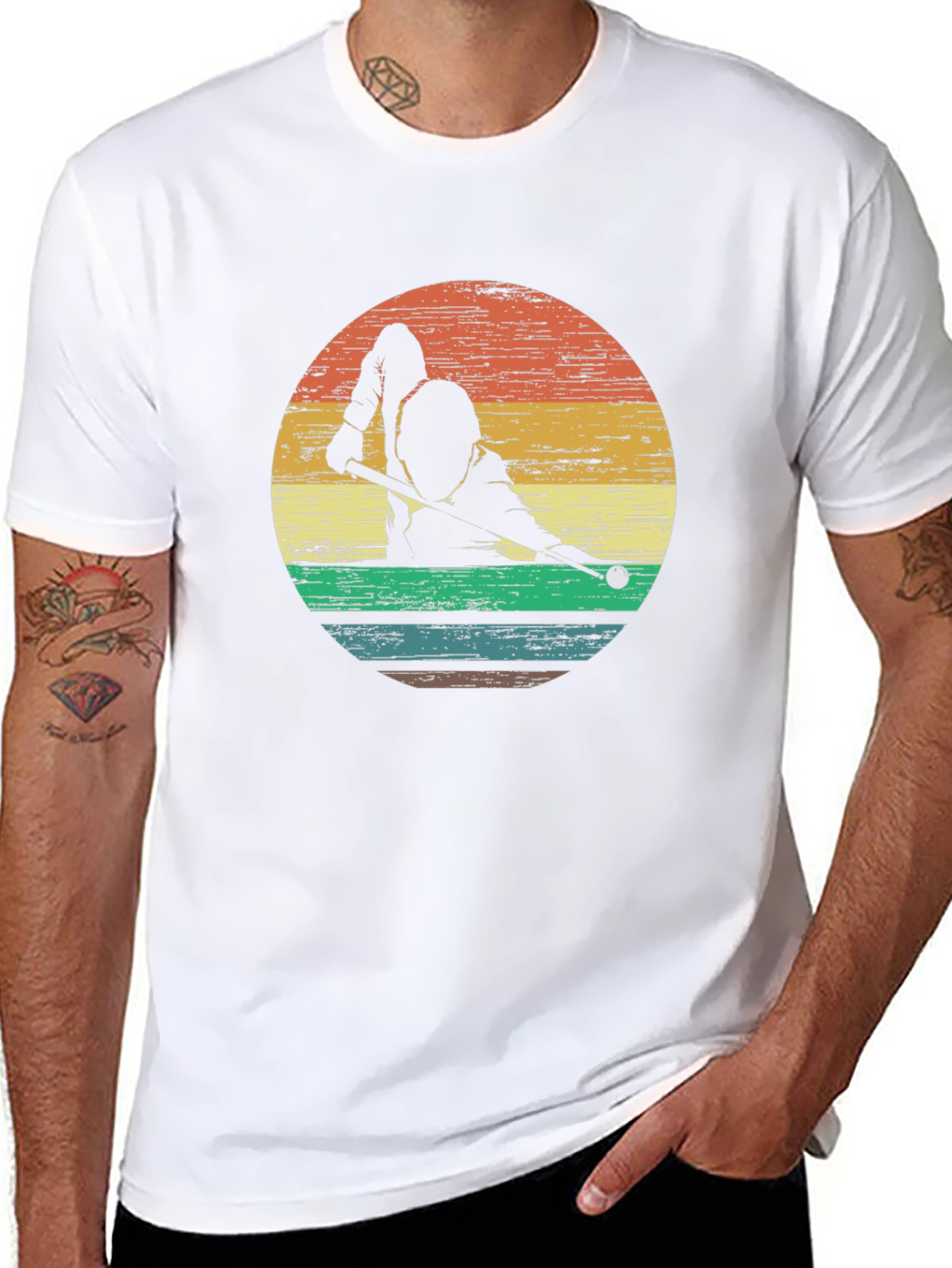 Retro Billiards Player Graphic Tee