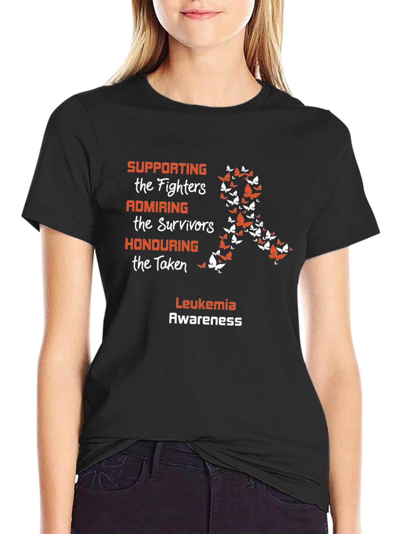 Leukemia Awareness Butterfly Ribbon Graphic Tee