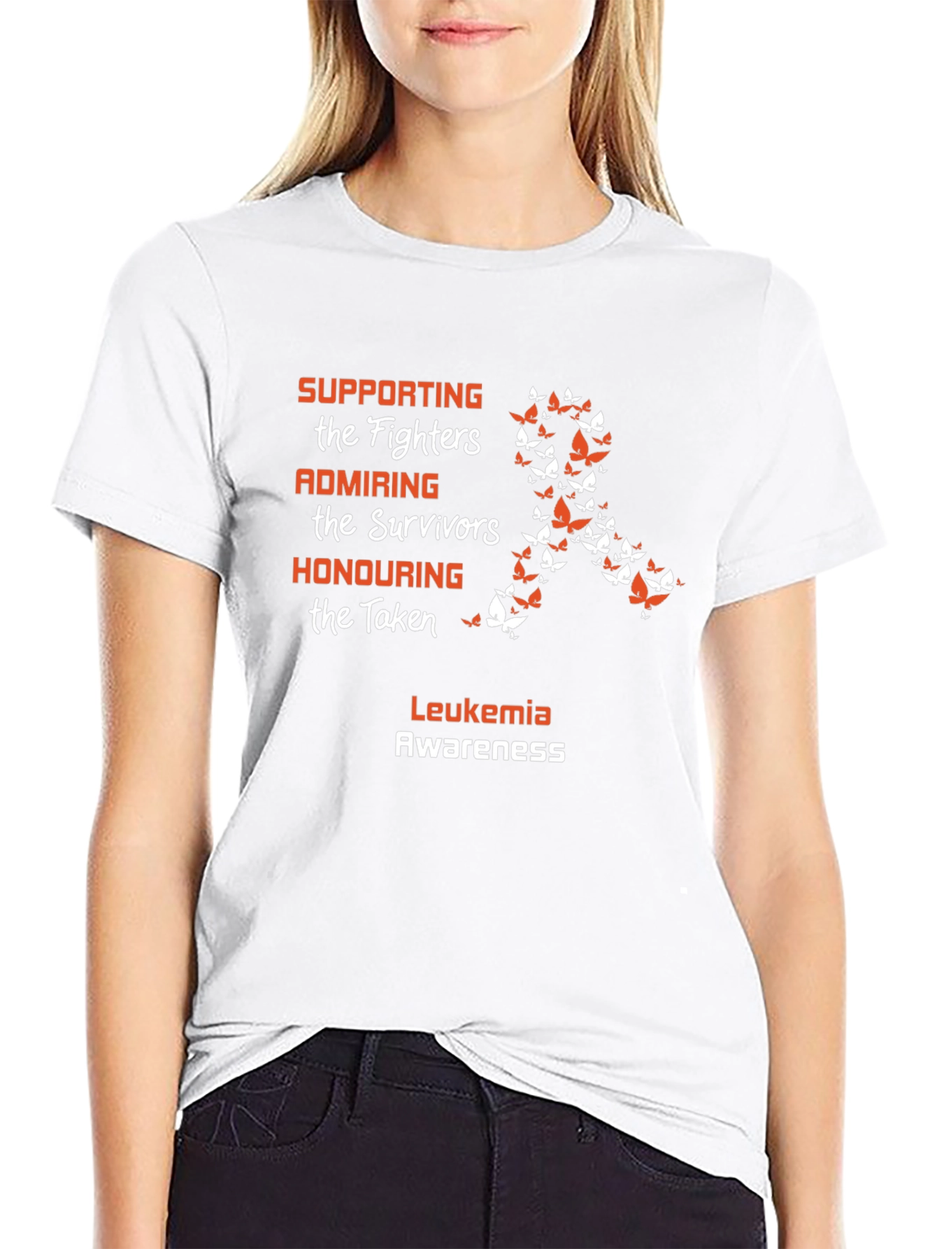 Leukemia Awareness Butterfly Ribbon Graphic Tee