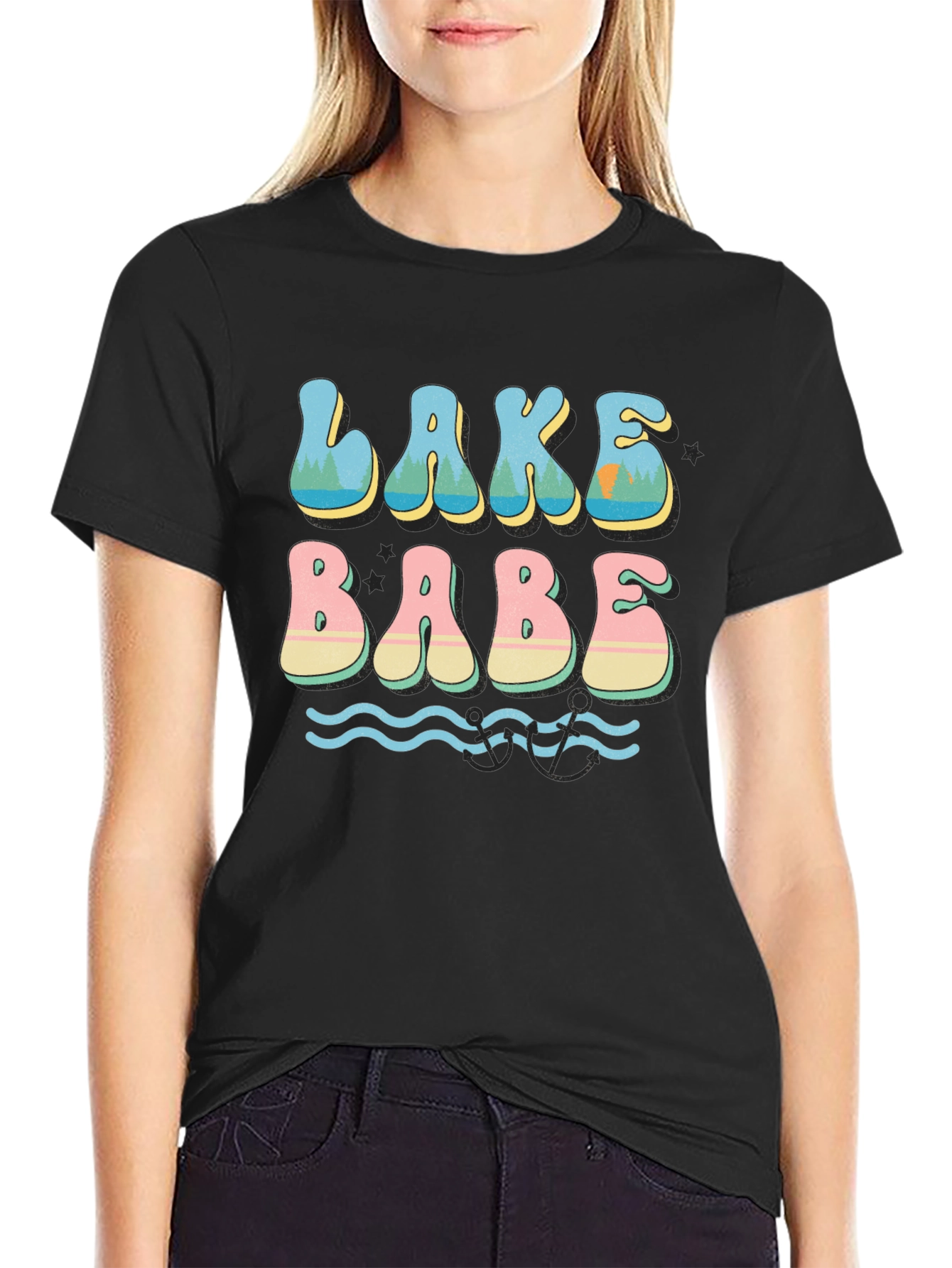 Lake Babe Graphic T-Shirt - Black Cotton Tee