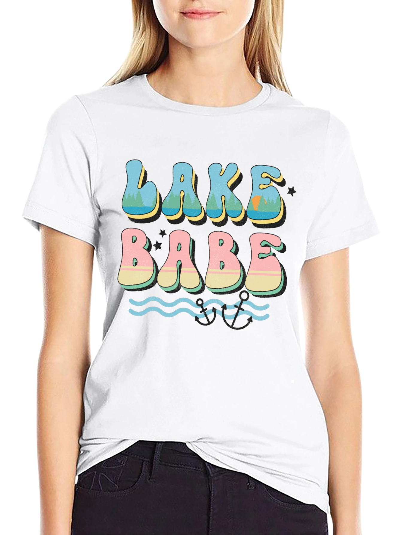 Lake Babe Graphic T-Shirt - Black Cotton Tee