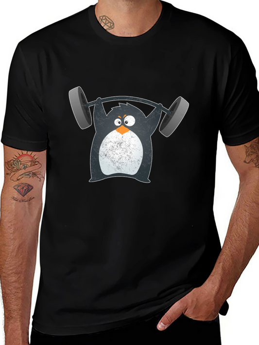 Penguin Weightlifting Graphic Tee - Black