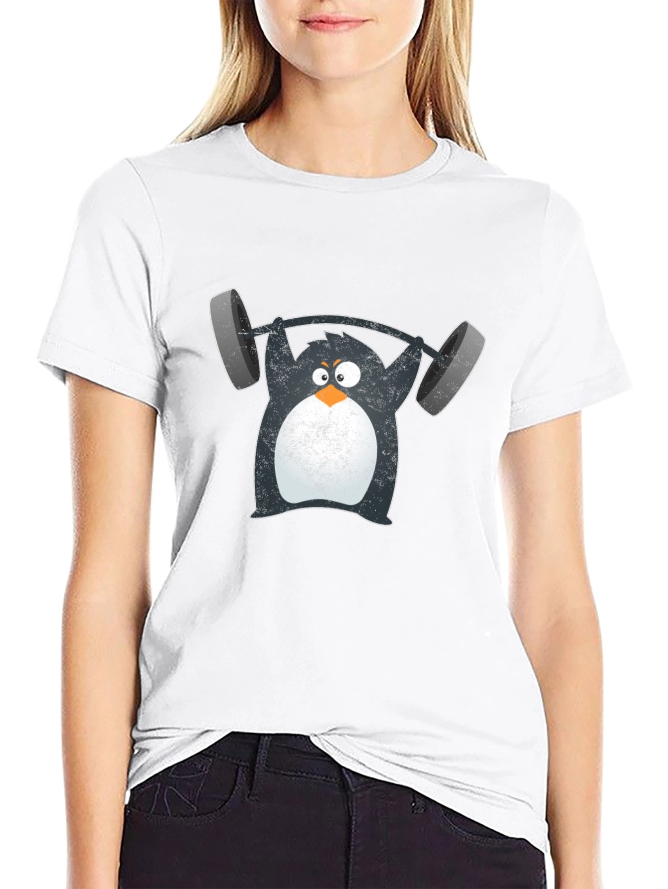 Penguin Weightlifting Graphic Tee - Black