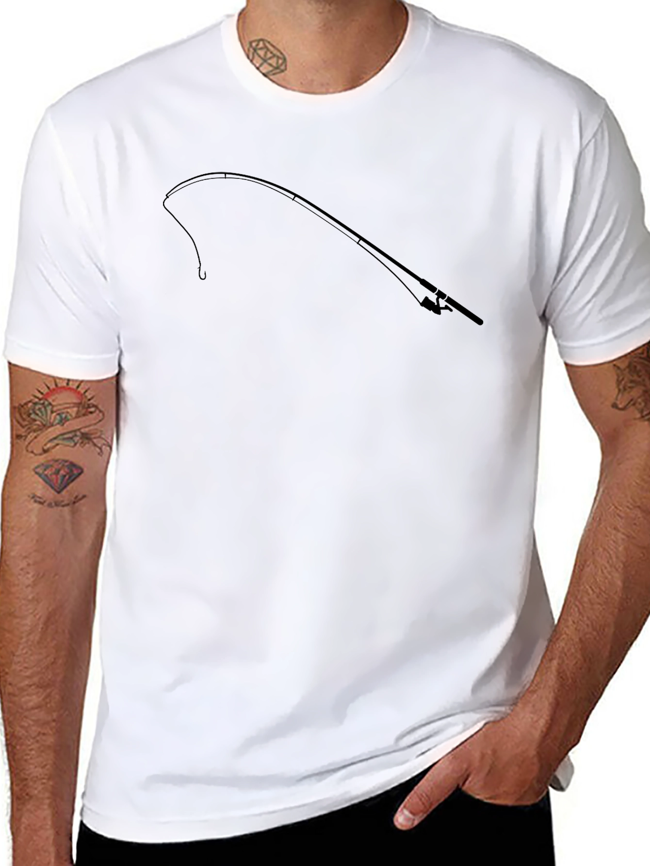 Fishing Rod Graphic Tee - Black
