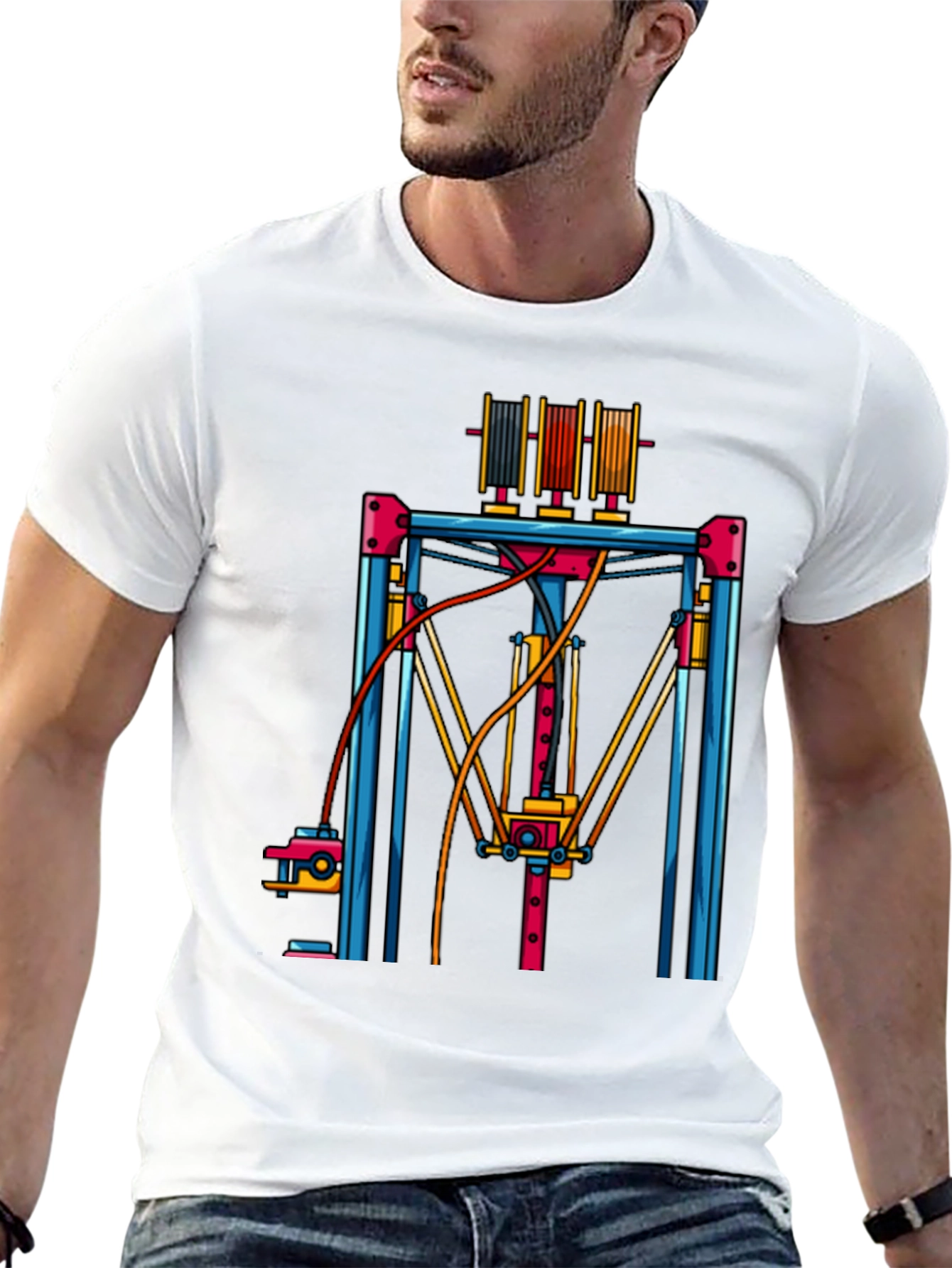 3D Printer Graphic T-Shirt - Black Tee