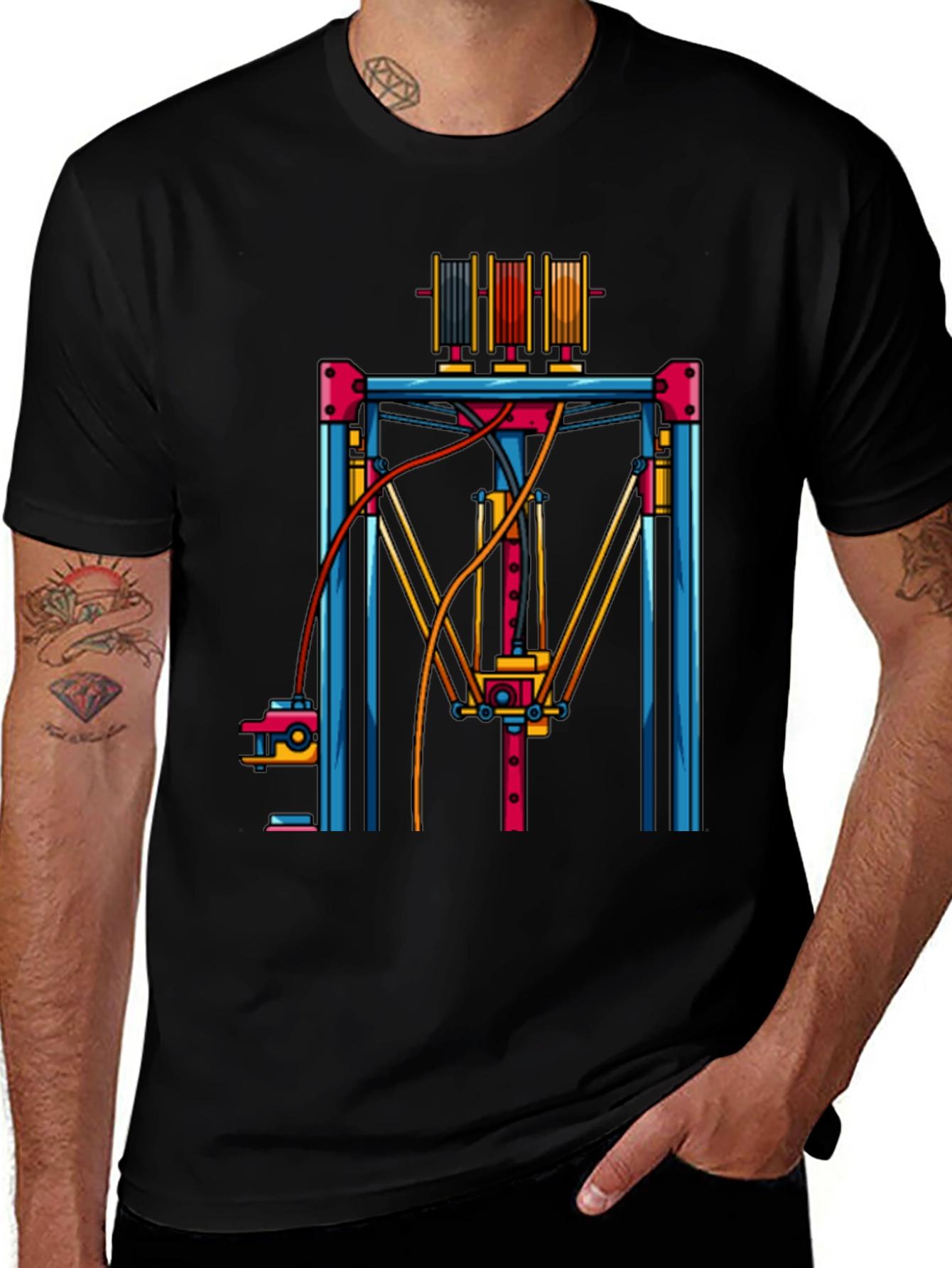 3D Printer Graphic T-Shirt - Black Tee